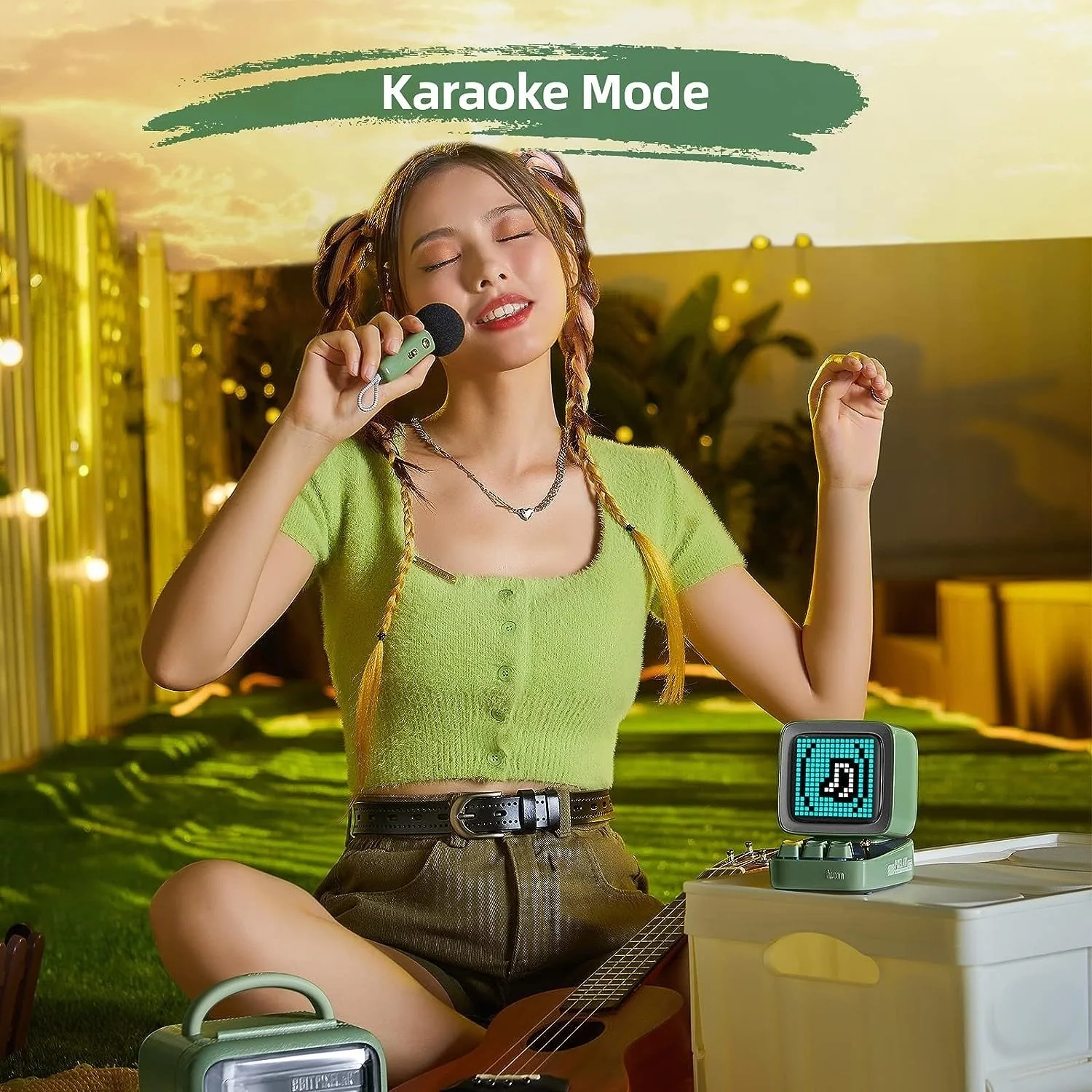 Divoom ® Ditoo-Mic Mini Karaoke Machine Pixel Art Bluetooth Speaker RGB Keyboard and Pixel Display Desktop Decor, Different Sound Modes - Image 15