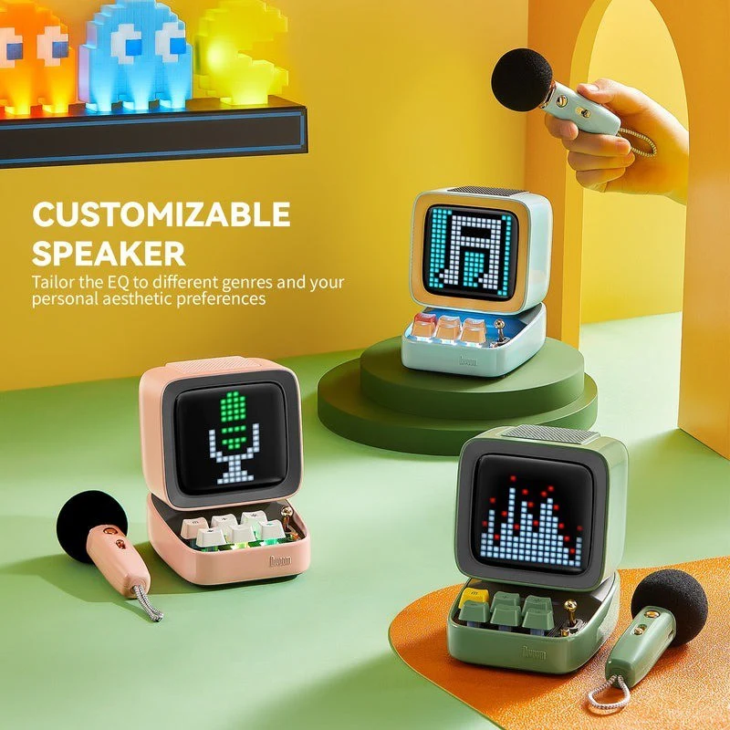 Divoom ® Ditoo-Mic Mini Karaoke Machine Pixel Art Bluetooth Speaker RGB Keyboard and Pixel Display Desktop Decor, Different Sound Modes - Image 3