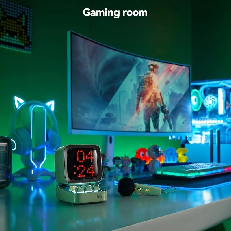 Divoom ® Ditoo-Mic Mini Karaoke Machine Pixel Art Bluetooth Speaker RGB Keyboard and Pixel Display Desktop Decor, Different Sound Modes - Image 4