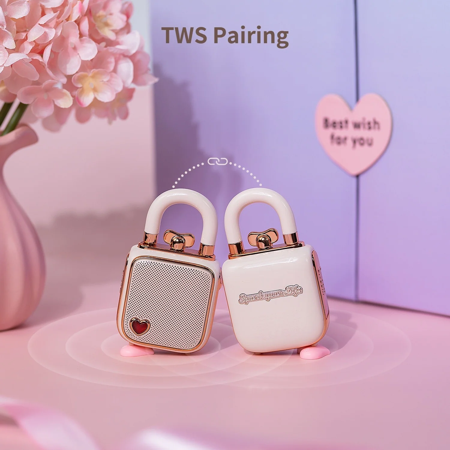 Divoom ® Love-Lock Bluetooth Speaker, Small Portable Music Box, Wireless Stereo Pairing Retro Soundbox, Cute Desktop Decoration - Image 5