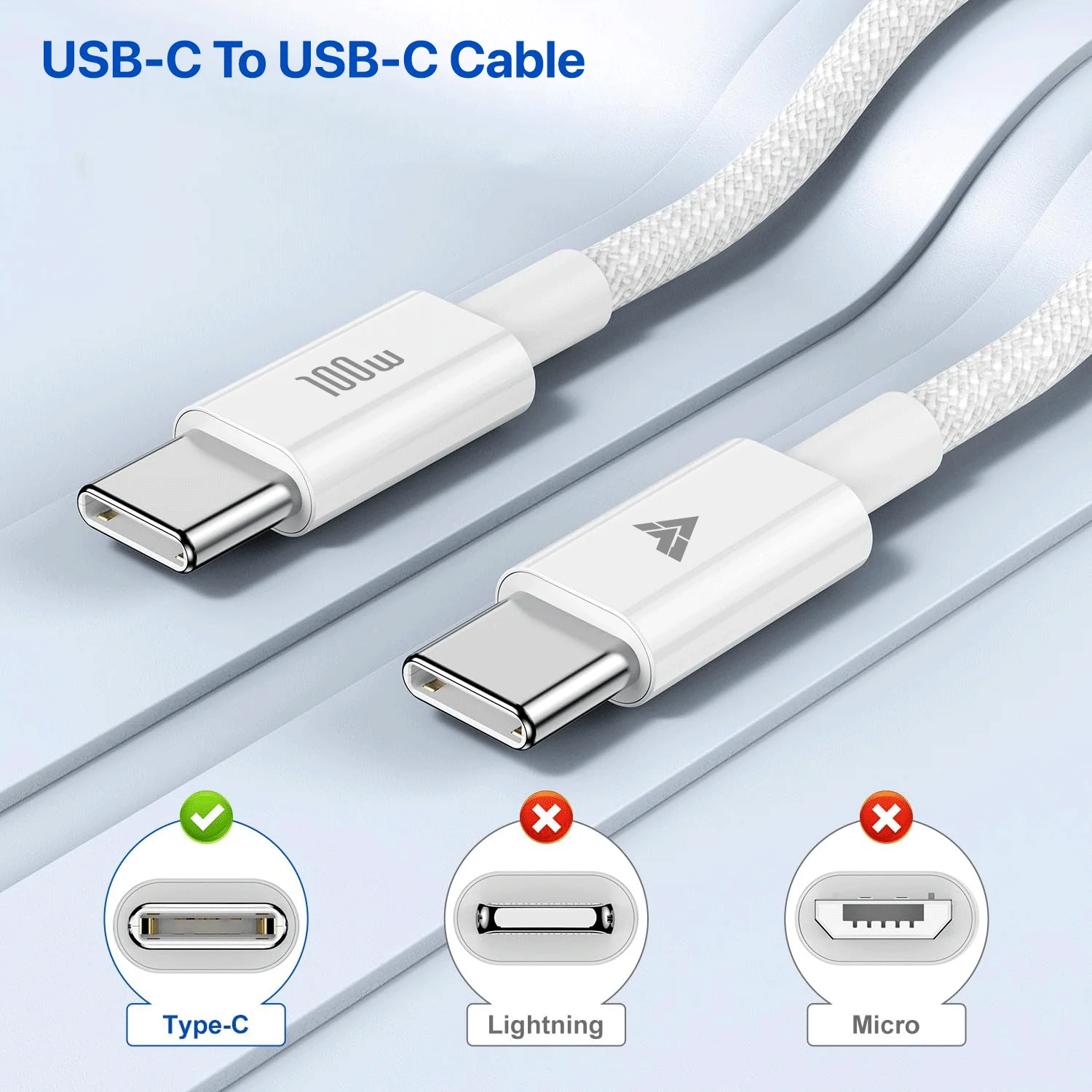 DR VAKU ® 100W Type-C to Type-C Braided Cable 2M Fast Charging - Image 3