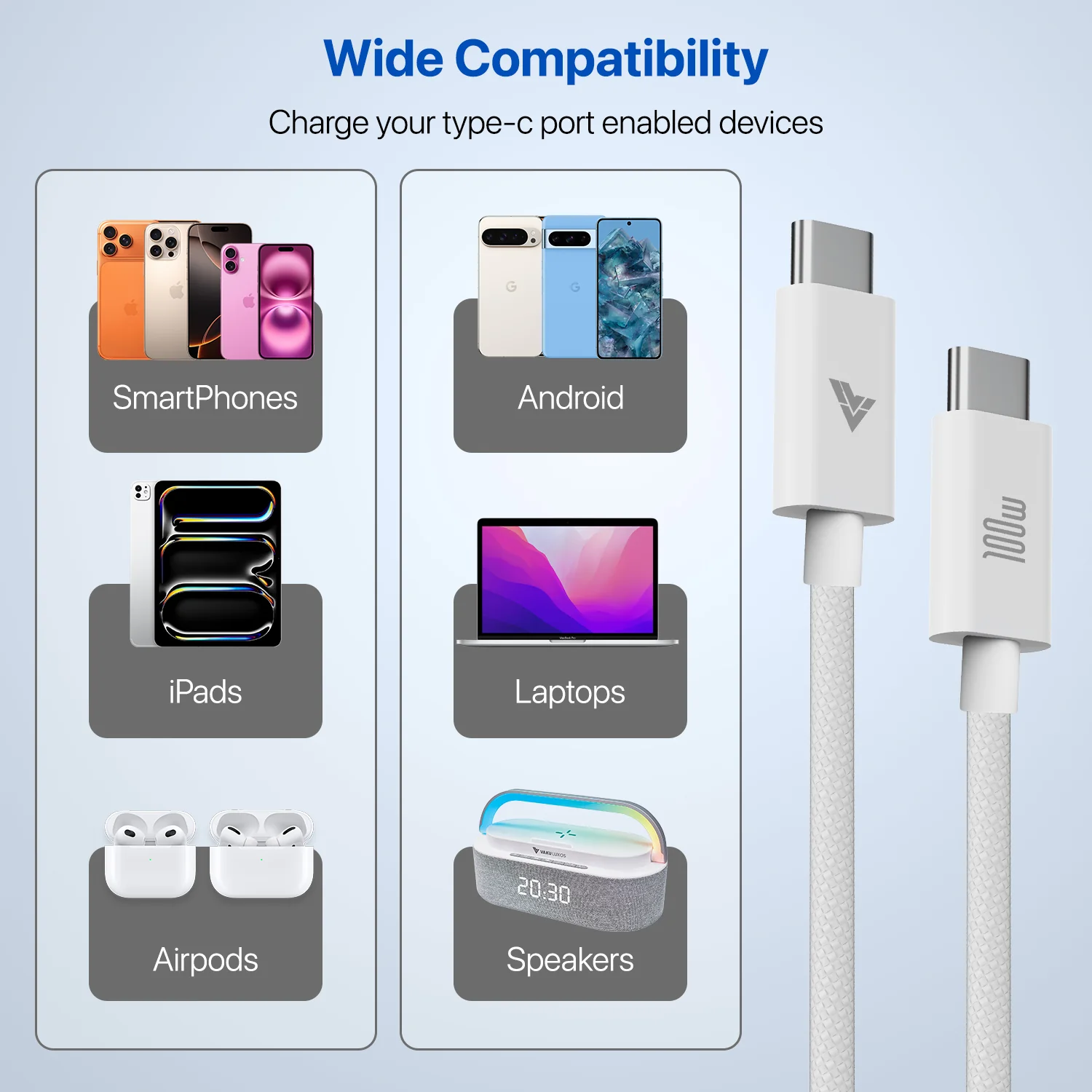 DR VAKU ® 100W Type-C to Type-C Braided Cable 2M Fast Charging - Image 7