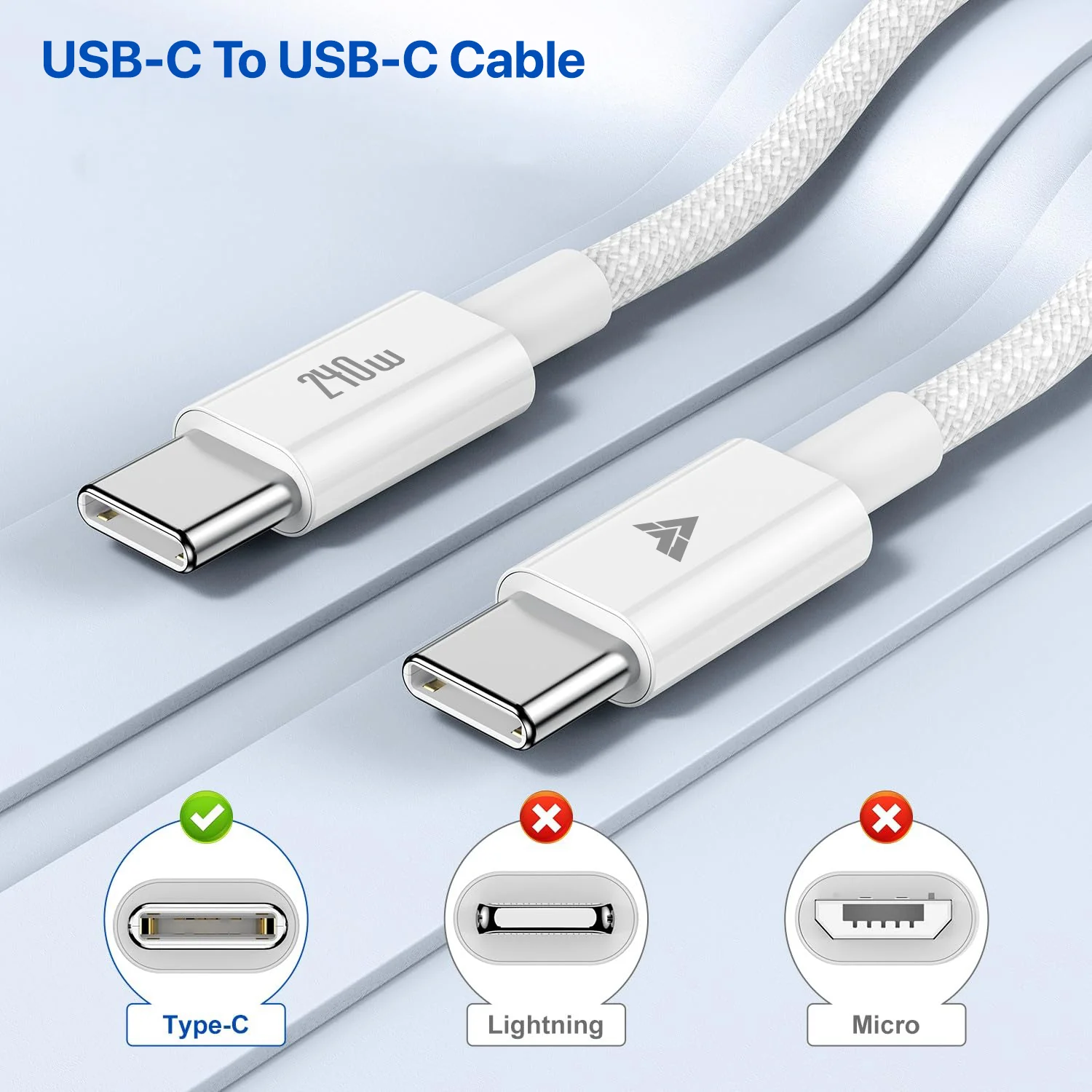 DR VAKU ® 240W Type-C to Type-C Braided Cable 2M Fast Charging - Image 4