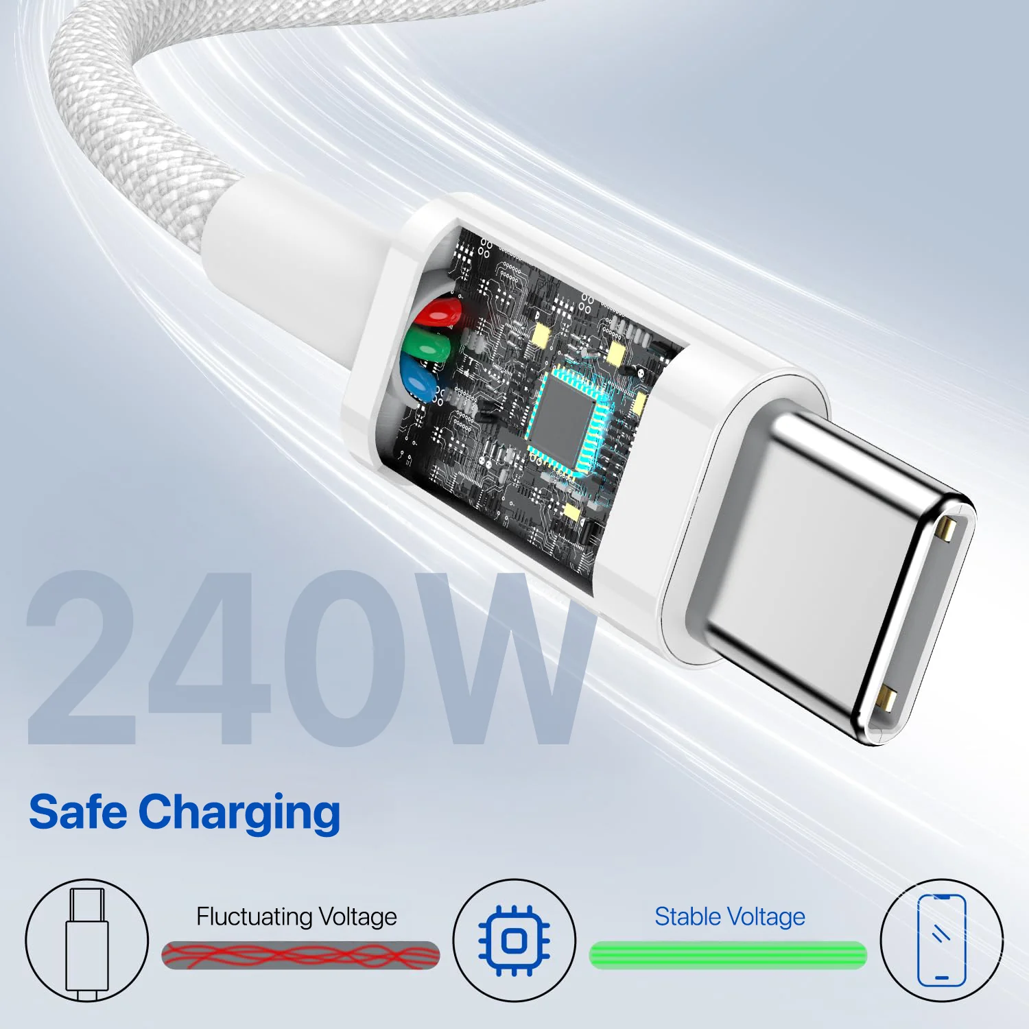 DR VAKU ® 240W Type-C to Type-C Braided Cable 2M Fast Charging - Image 7
