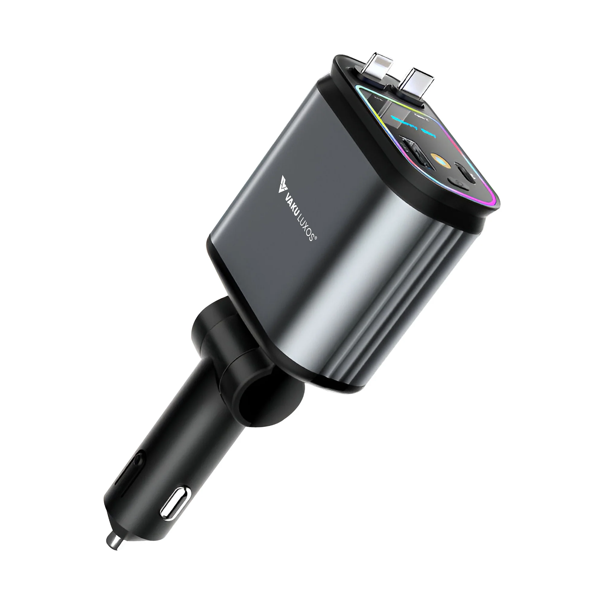 DR VAKU ® 4-in-1 66W Retractable Car Charger Fast Charging Dual USB Port with Starry Sky Light - Image 8
