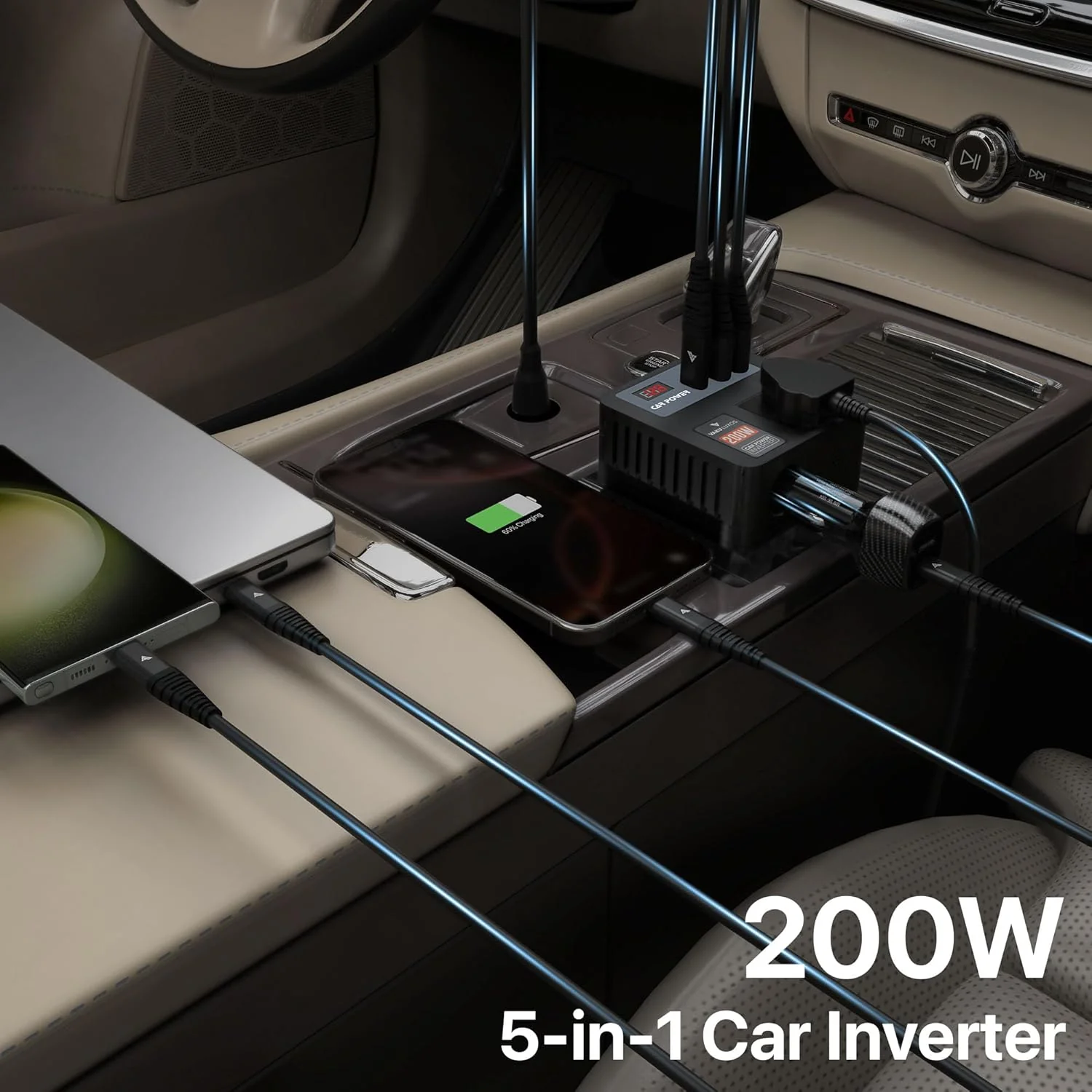 DR VAKU ® 5in1 VoltDrive Neo 200W Fast Charging Car Power Inverter 12V DC to 220V AC Socket Converter - Image 3