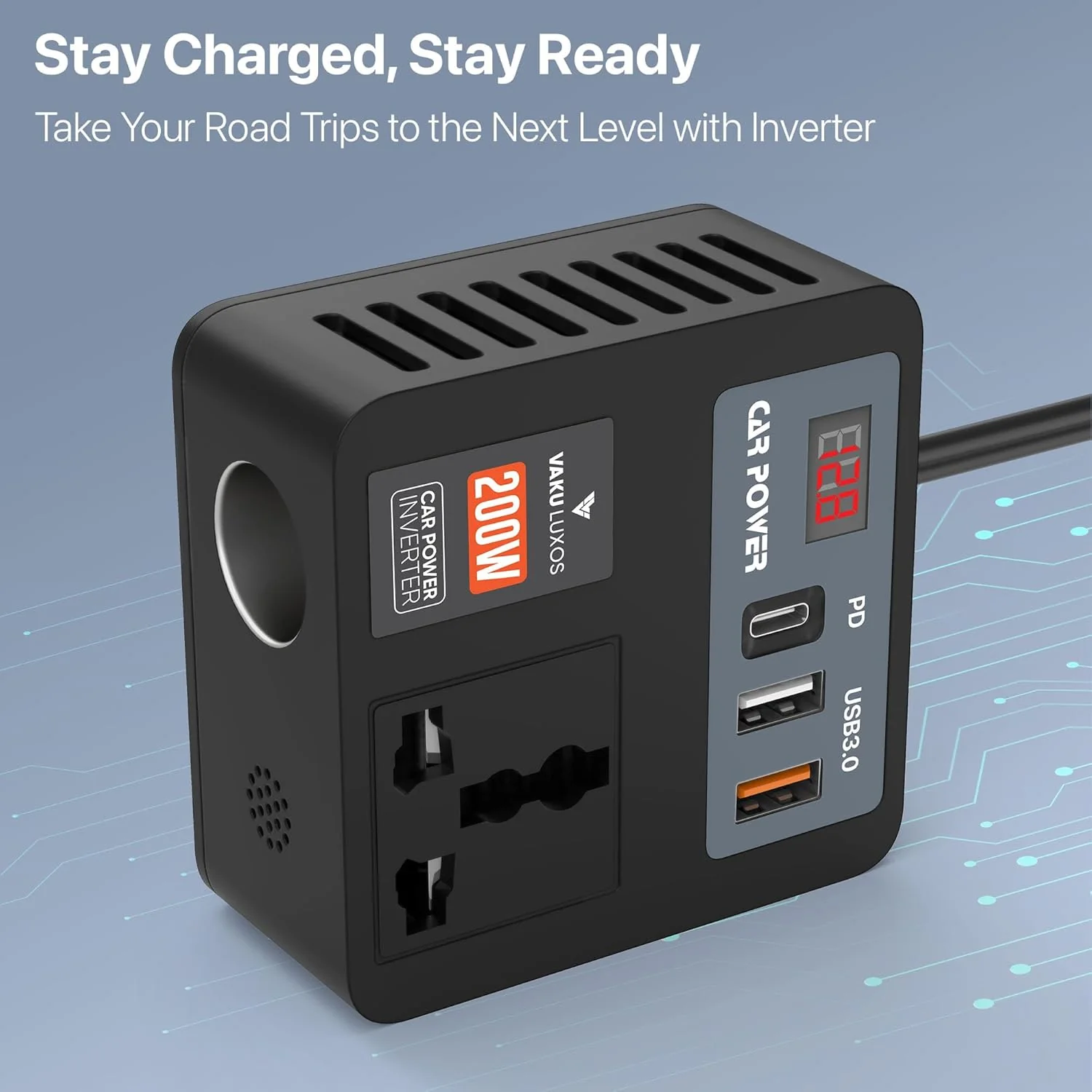 DR VAKU ® 5in1 VoltDrive Neo 200W Fast Charging Car Power Inverter 12V DC to 220V AC Socket Converter - Image 5
