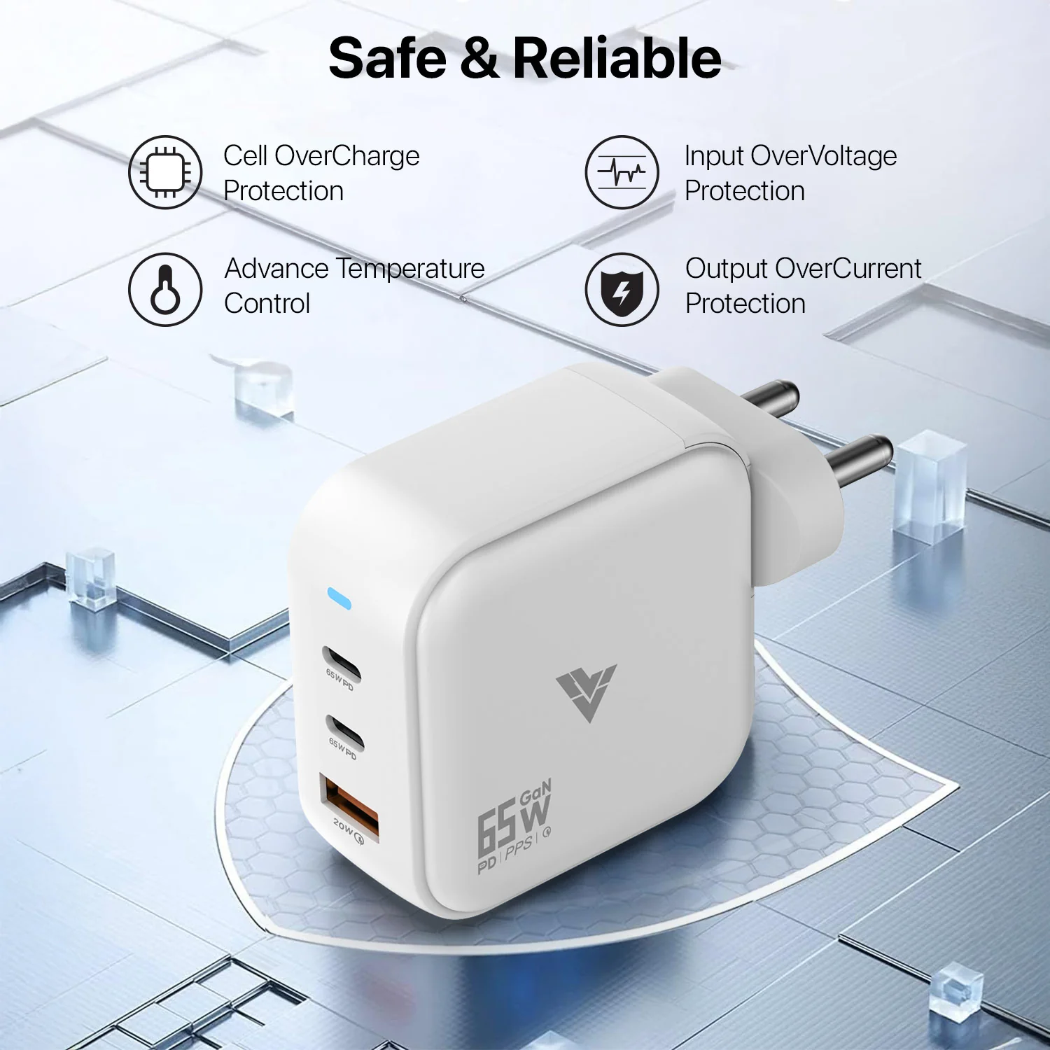 DR VAKU ® 65W Charger Type C Fast Adapter With Multi Port Dual PD Charging GaN Technology - Image 3