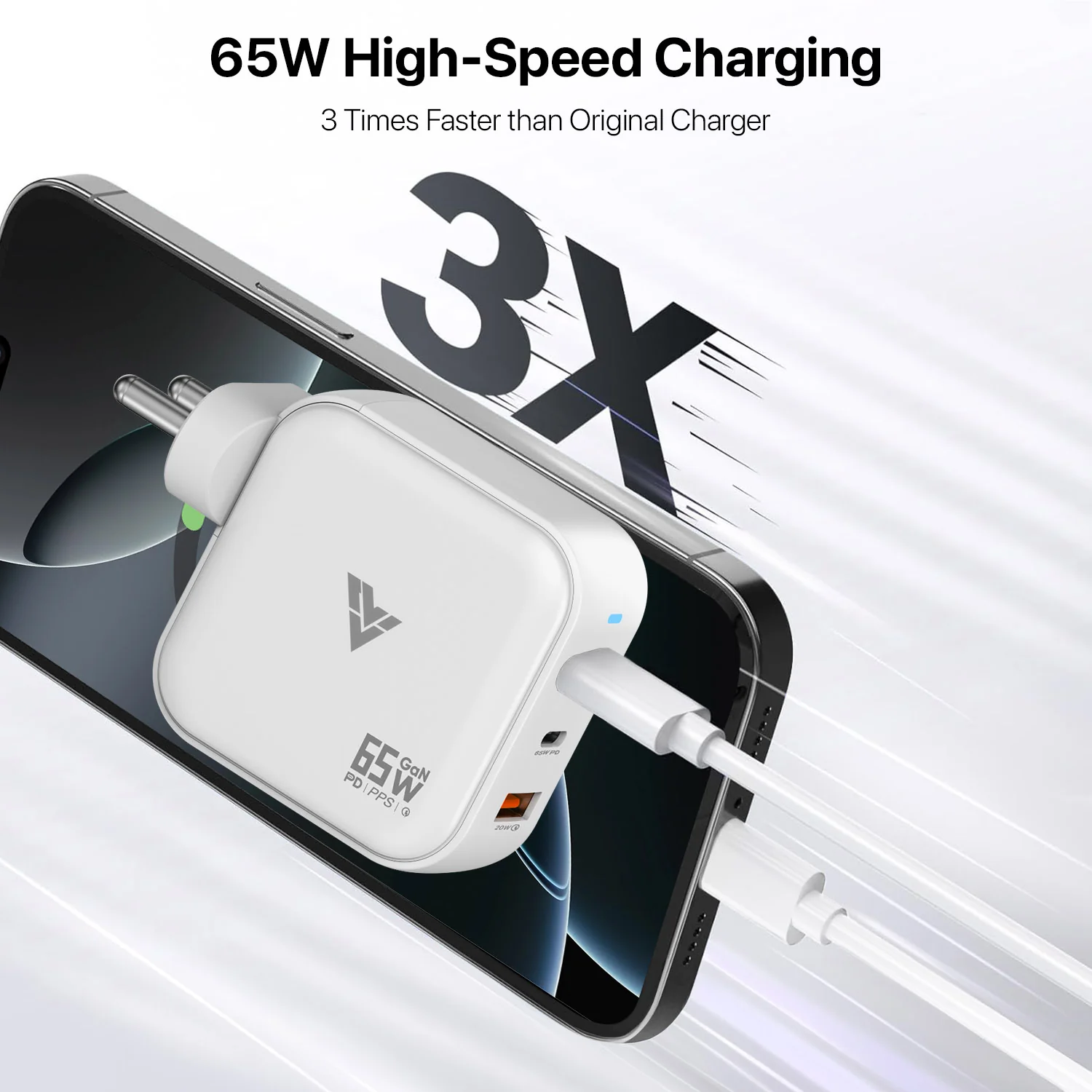 DR VAKU ® 65W Charger Type C Fast Adapter With Multi Port Dual PD Charging GaN Technology - Image 7