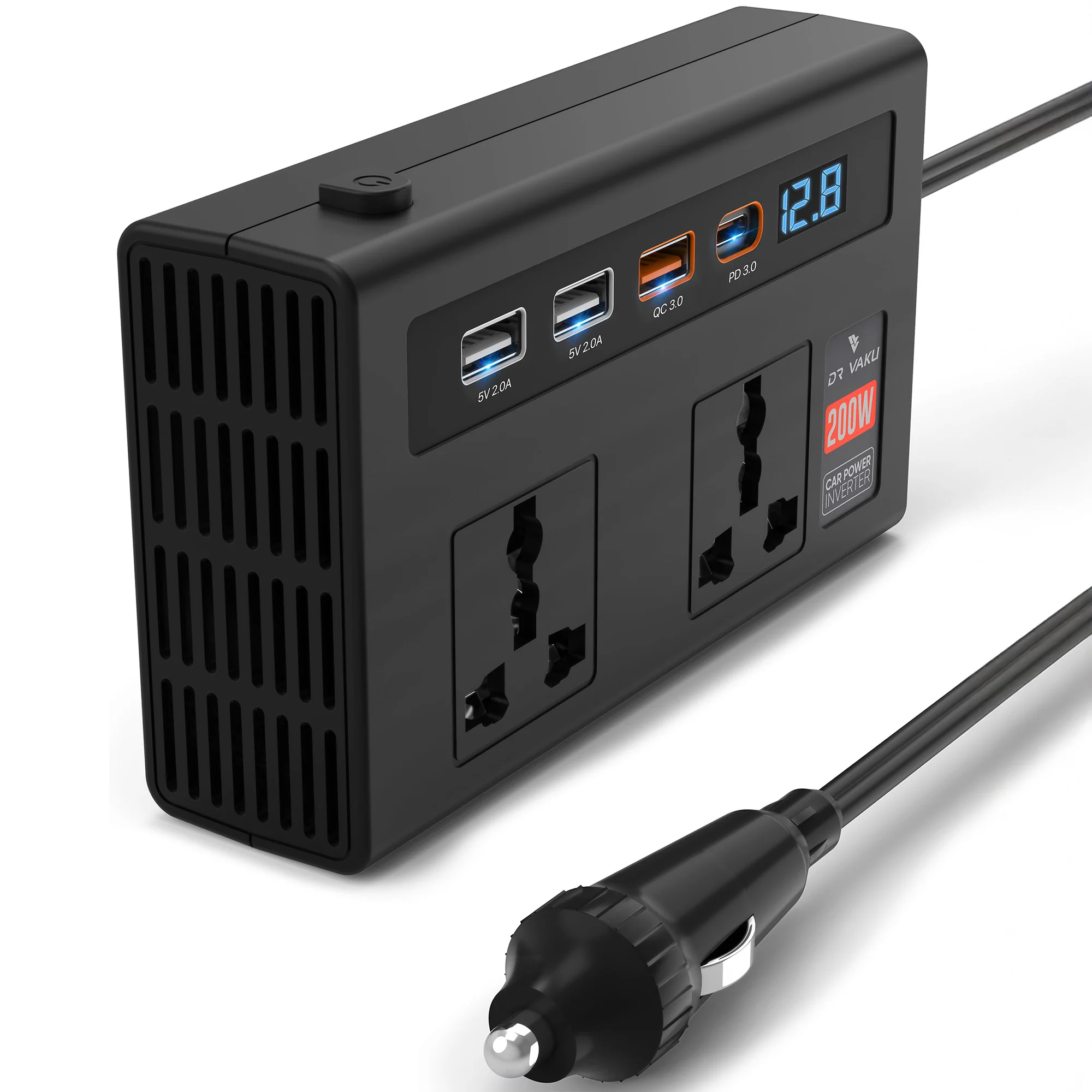 DR VAKU ® 7in1 VoltDrive Pro 200W Fast Charging Car Power Inverter 12V DC to 220V AC Socket Converter - Image 7