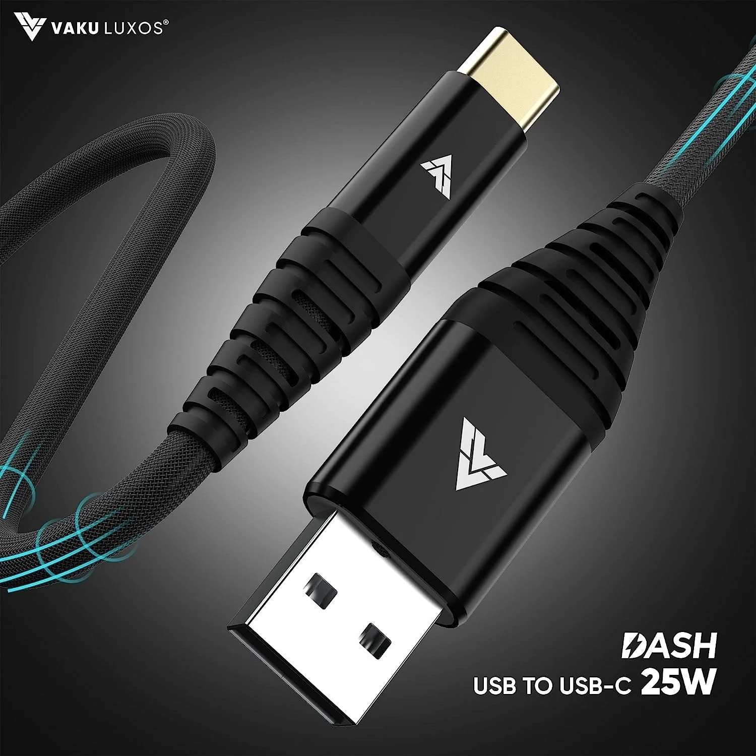 DR VAKU ® DURATUF GOLD PLATED DASH 25W USB-A to Type-C Fast Charging Cable - Image 3