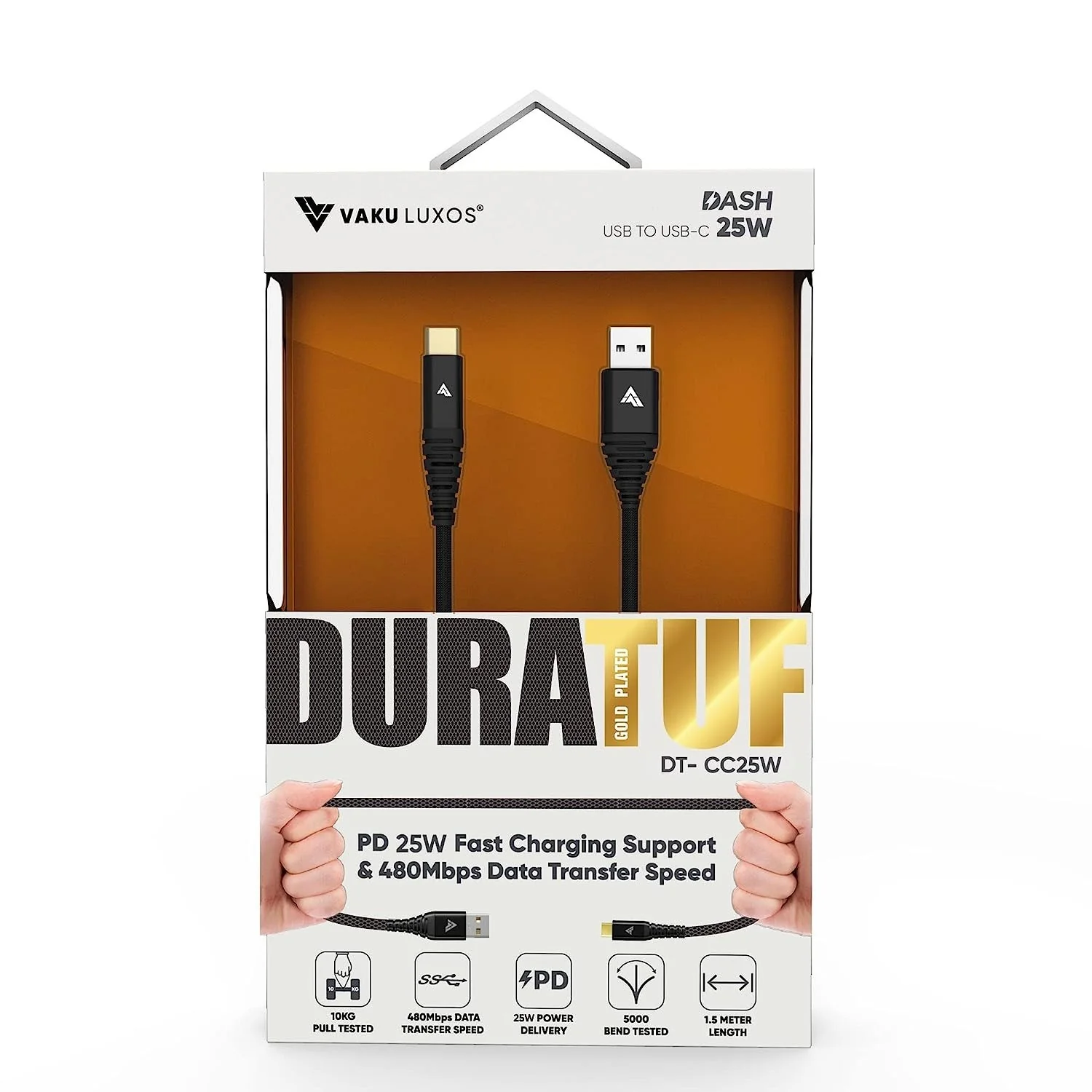 DR VAKU ® DURATUF GOLD PLATED DASH 25W USB-A to Type-C Fast Charging Cable - Image 5