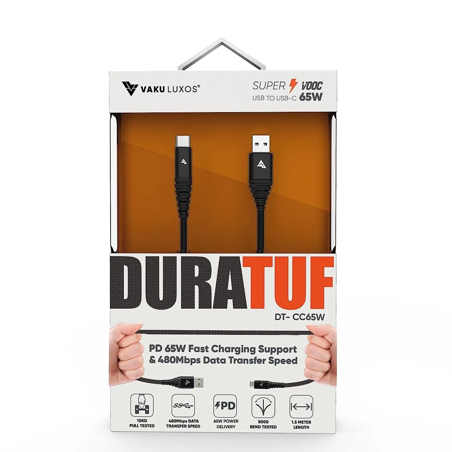 DR VAKU ® DURATUF SUPER VOOC 65W USB-A to Type-C 1.5M Fast Charging Cable - Image 6