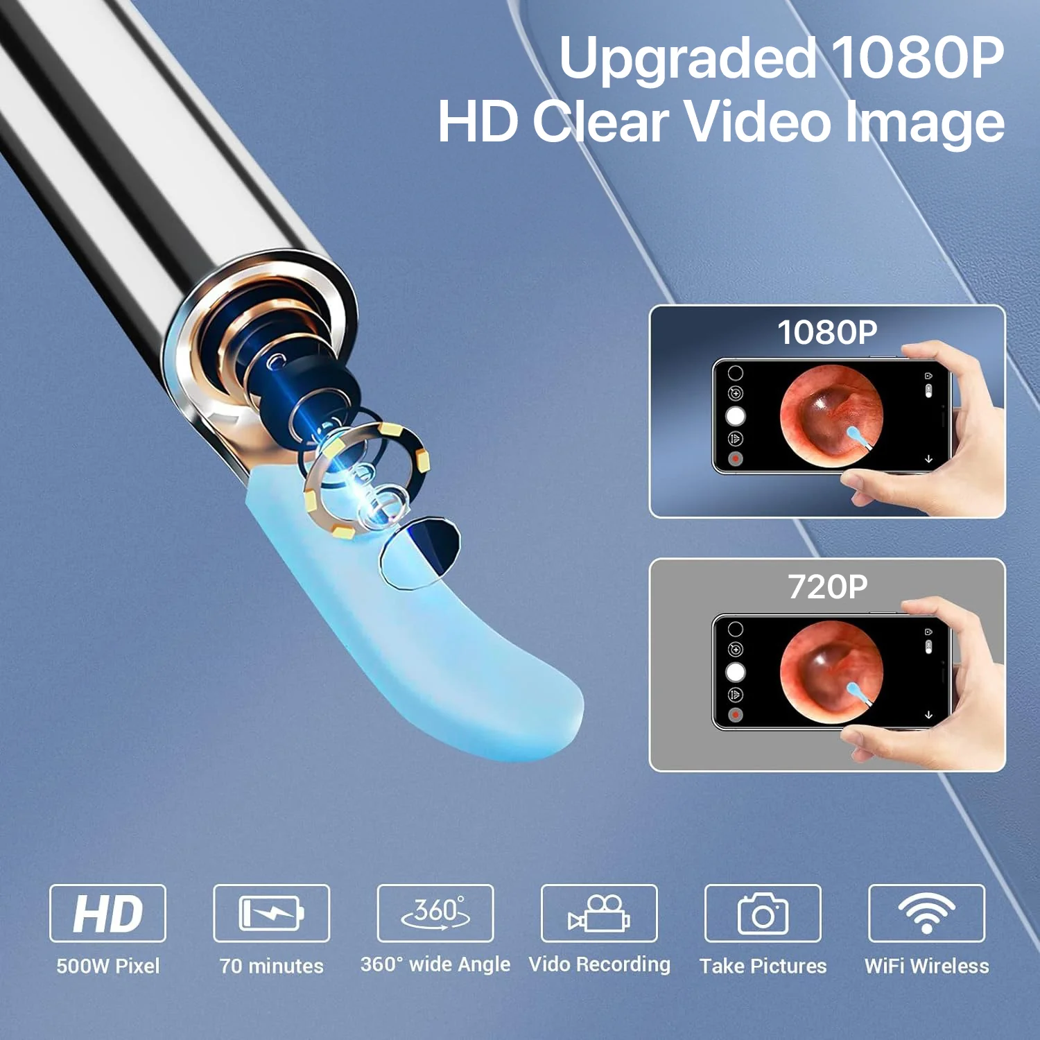 DR VAKU ® Earocam Earwax Removal Tool with 1080p Wireless Camera Waterproof Visual Ear Scope - Image 8