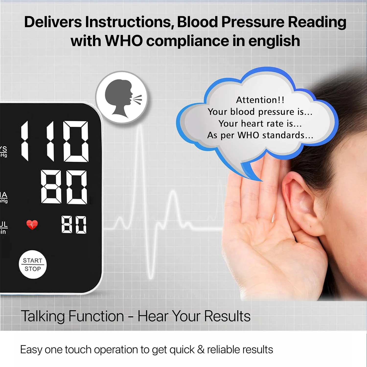 DR VAKU ® Electronic Rechargeable BP Machine Monitor Digital Fully Automatic with Voice Function - Image 4