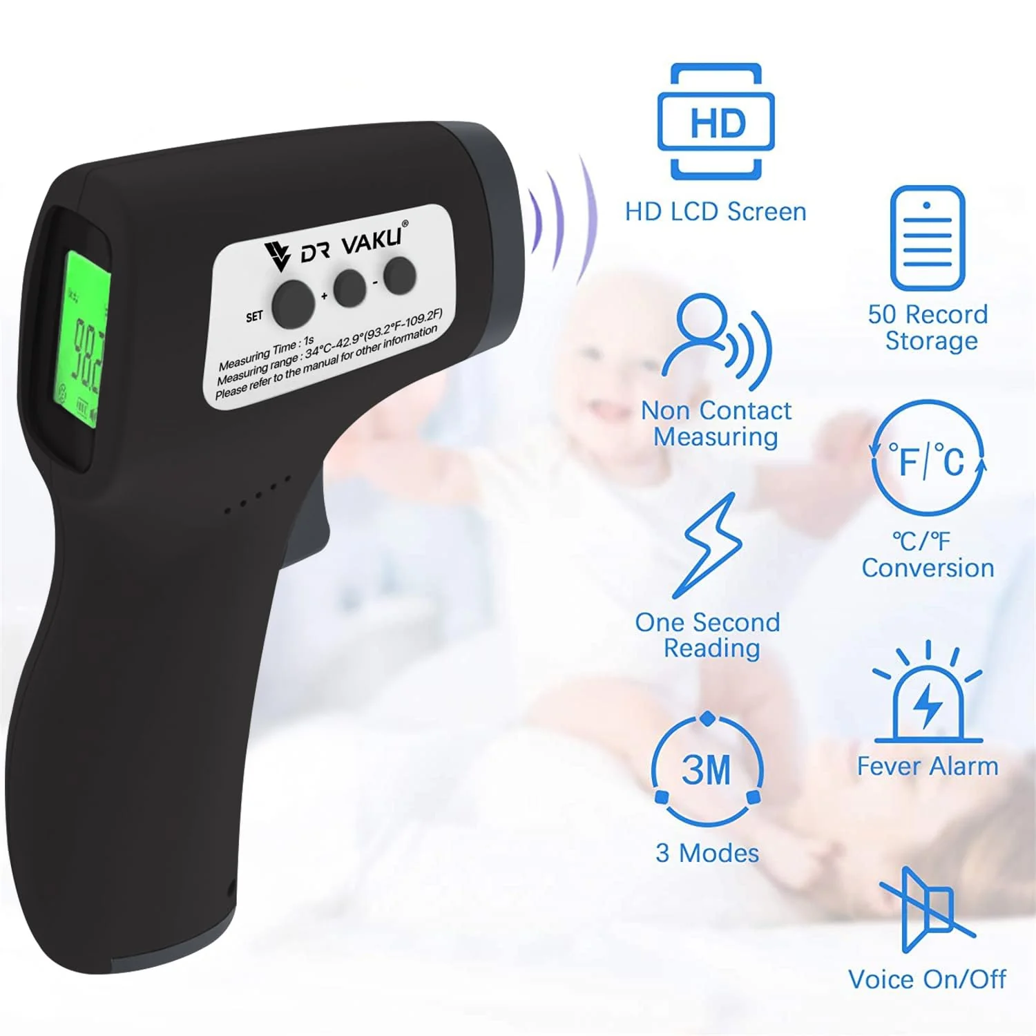 DR VAKU ® Infrared Digital Temperature Gun, Resolution Infrared Thermometer - Image 4