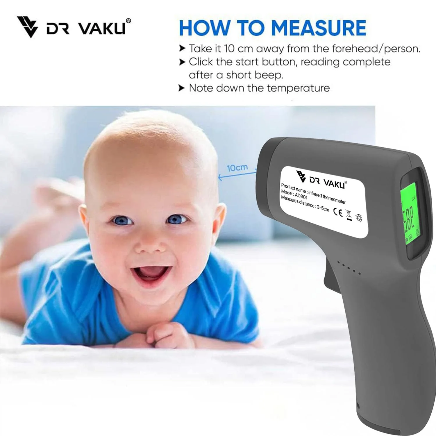 DR VAKU ® Infrared Digital Temperature Gun, Resolution Infrared Thermometer - Image 9