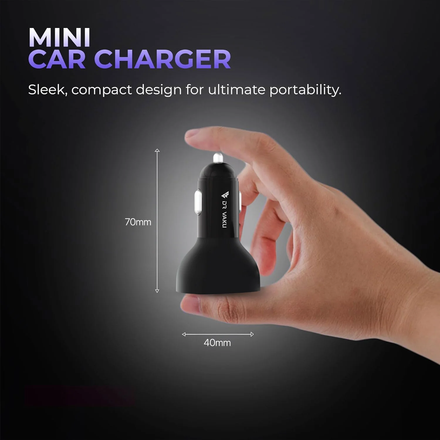DR VAKU ® MECAVOLT 100W Car Charger Fast Charging Triple Port Dual 2X Type C PD PPS + QC 3.0 USB - Image 2