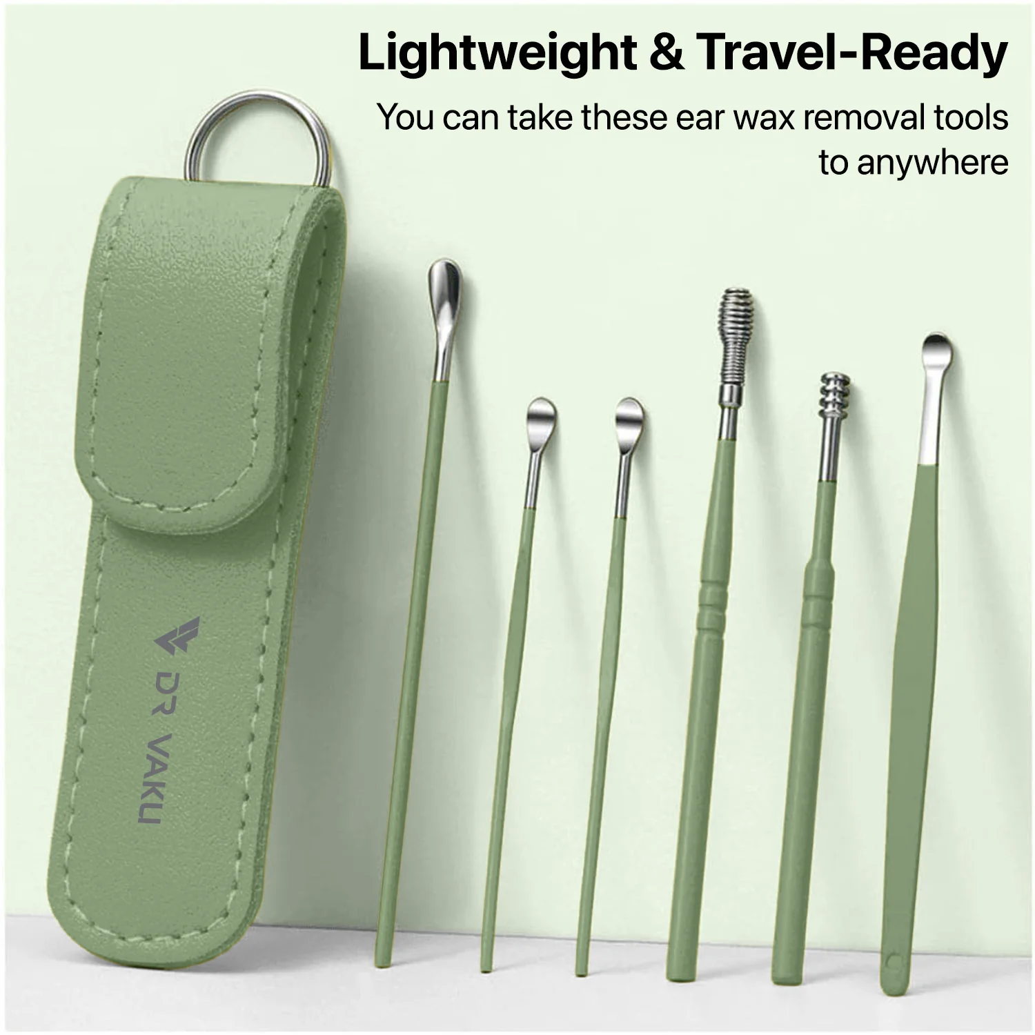 Dr Vaku ® Reusable EarWax Removal Cleaning Tool Kit (Set of 7) Stainless Steel With Storage Case - Image 4