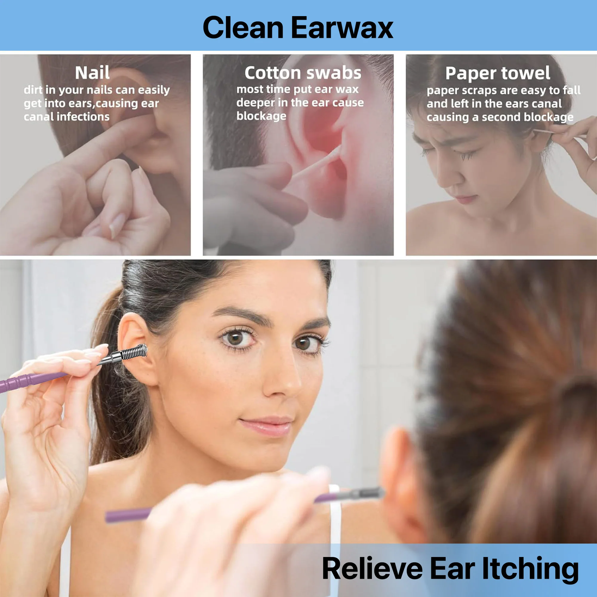 Dr Vaku ® Reusable EarWax Removal Cleaning Tool Kit (Set of 7) Stainless Steel With Storage Case - Image 6