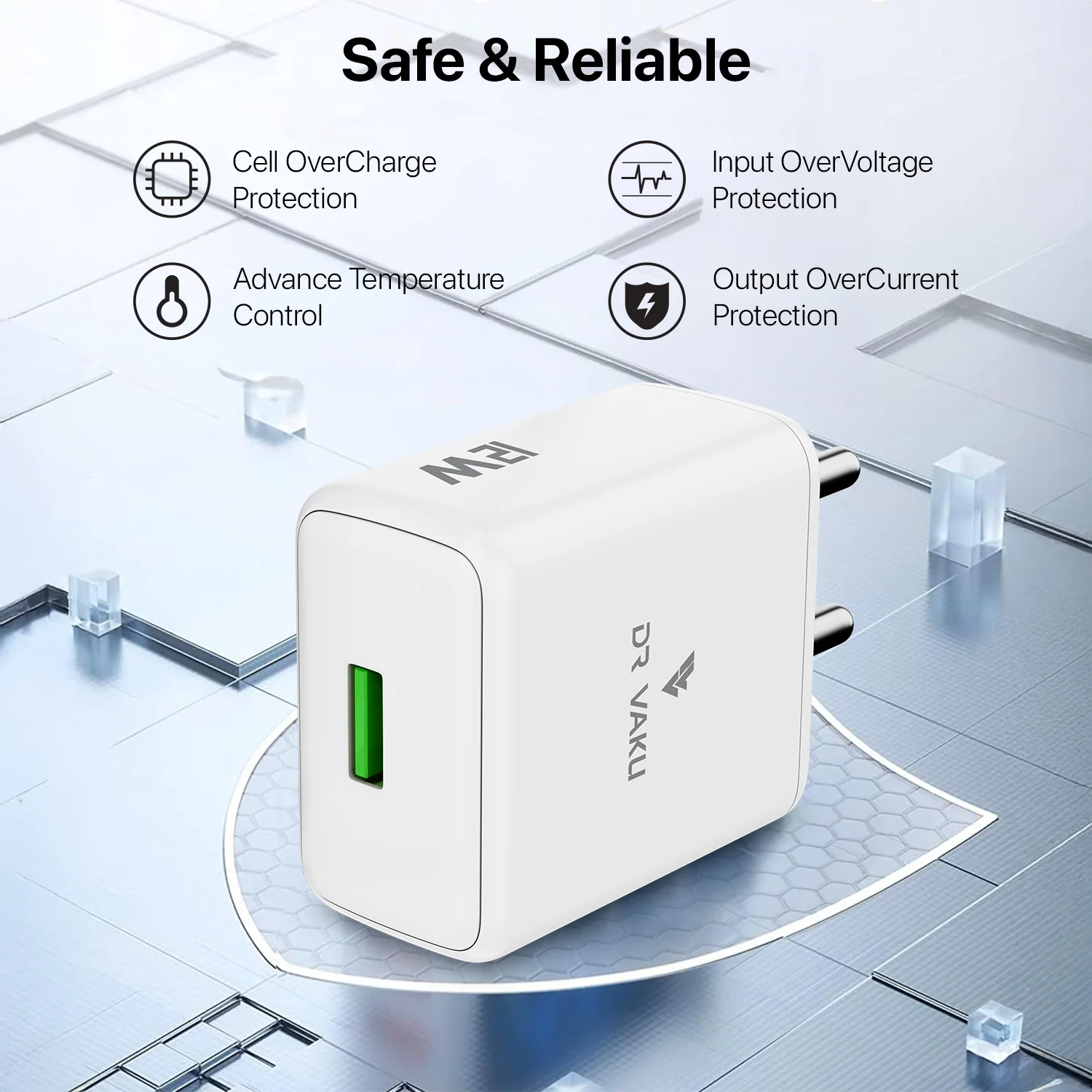 DR VAKU ® VOLTPRO 12W Charger USB A Fast Adapter With USB-A to Type-C Cable Combo - Image 3