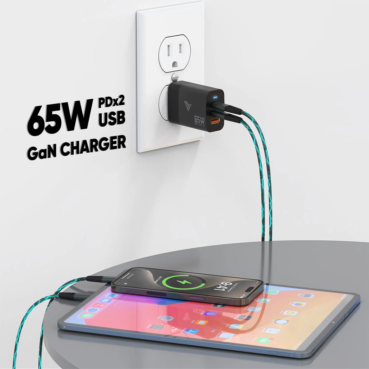 DR VAKU ® 65W Charger Type C Fast Adapter with Multi Port Dual PD Charging GaN Technology - Image 7