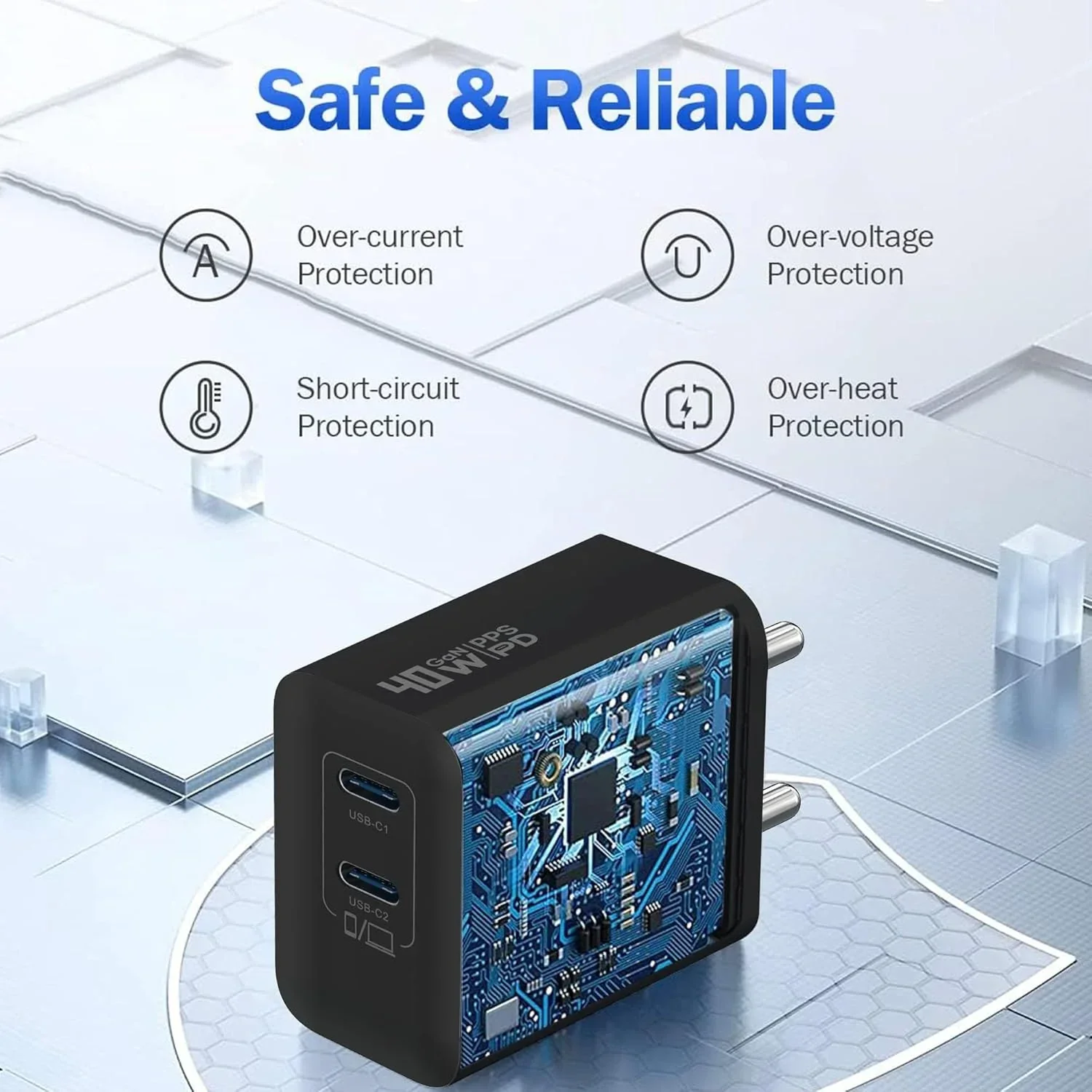 DR VAKU ® Duovot 40W PD Dual Port GaN Fast Charger Type C Adapter for IOS & Android Devices - Image 7