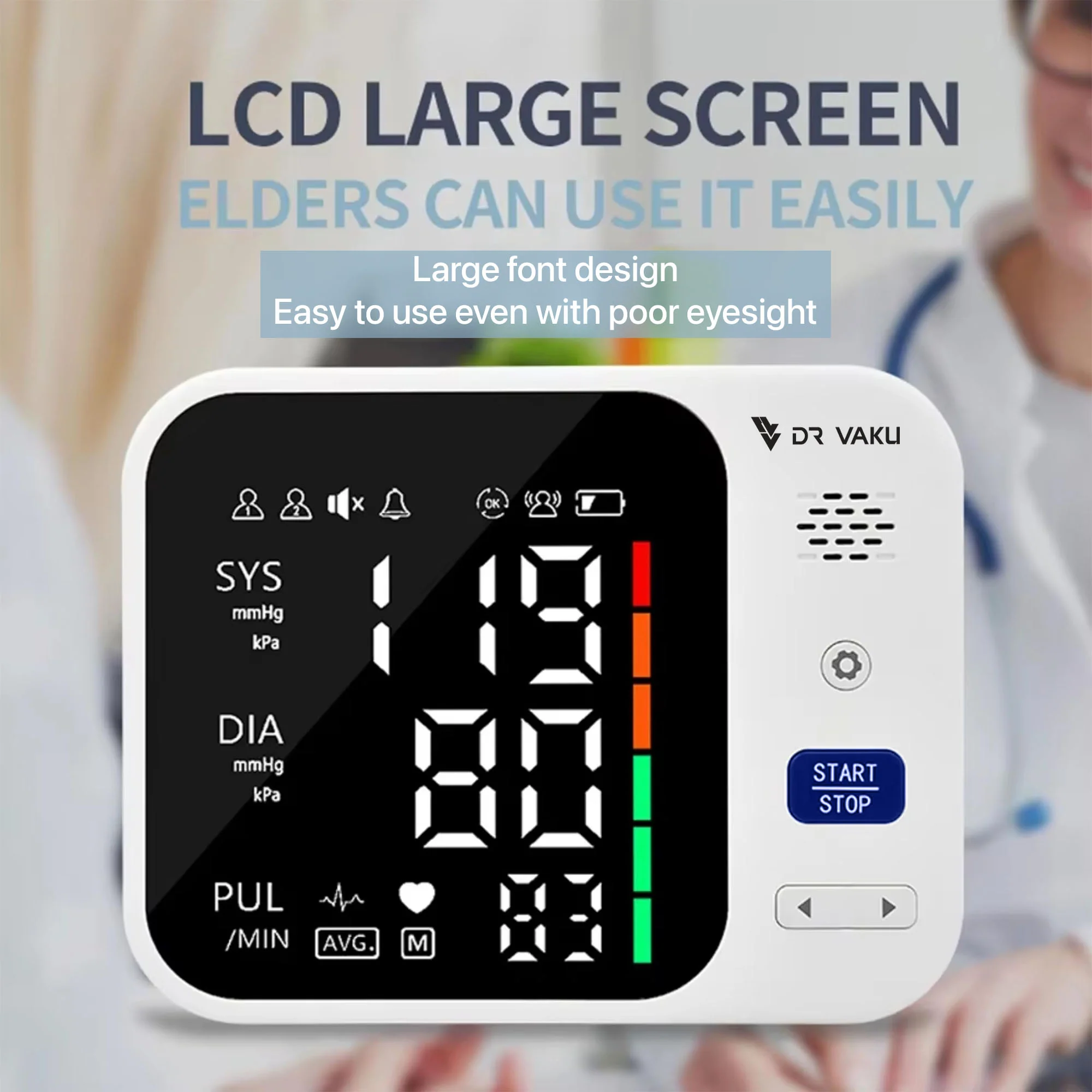 DR VAKU ® Rechargeable BP Monitor Fully Automatic Blood Pressure Machine - Image 2