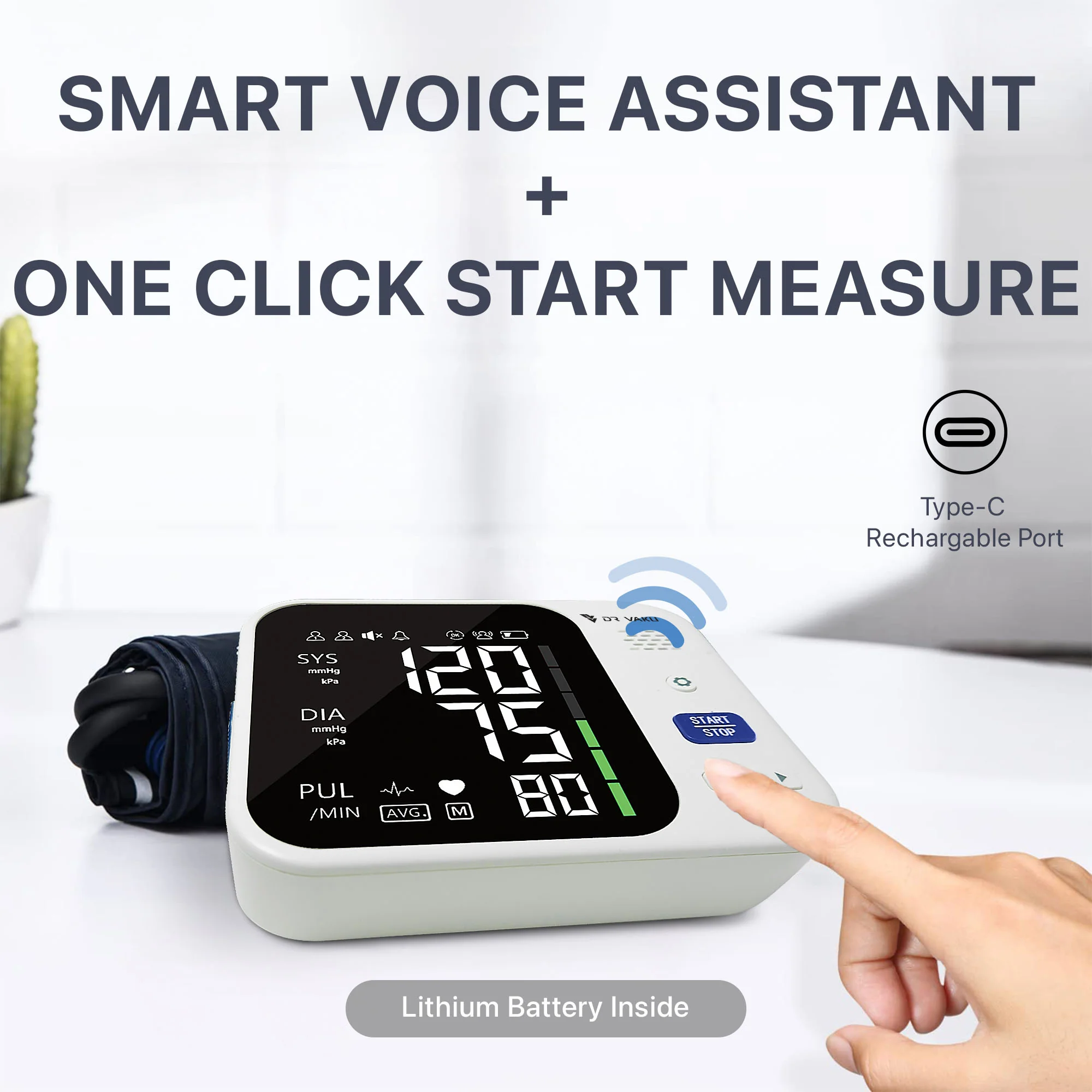 DR VAKU ® Rechargeable BP Monitor Fully Automatic Blood Pressure Machine - Image 5