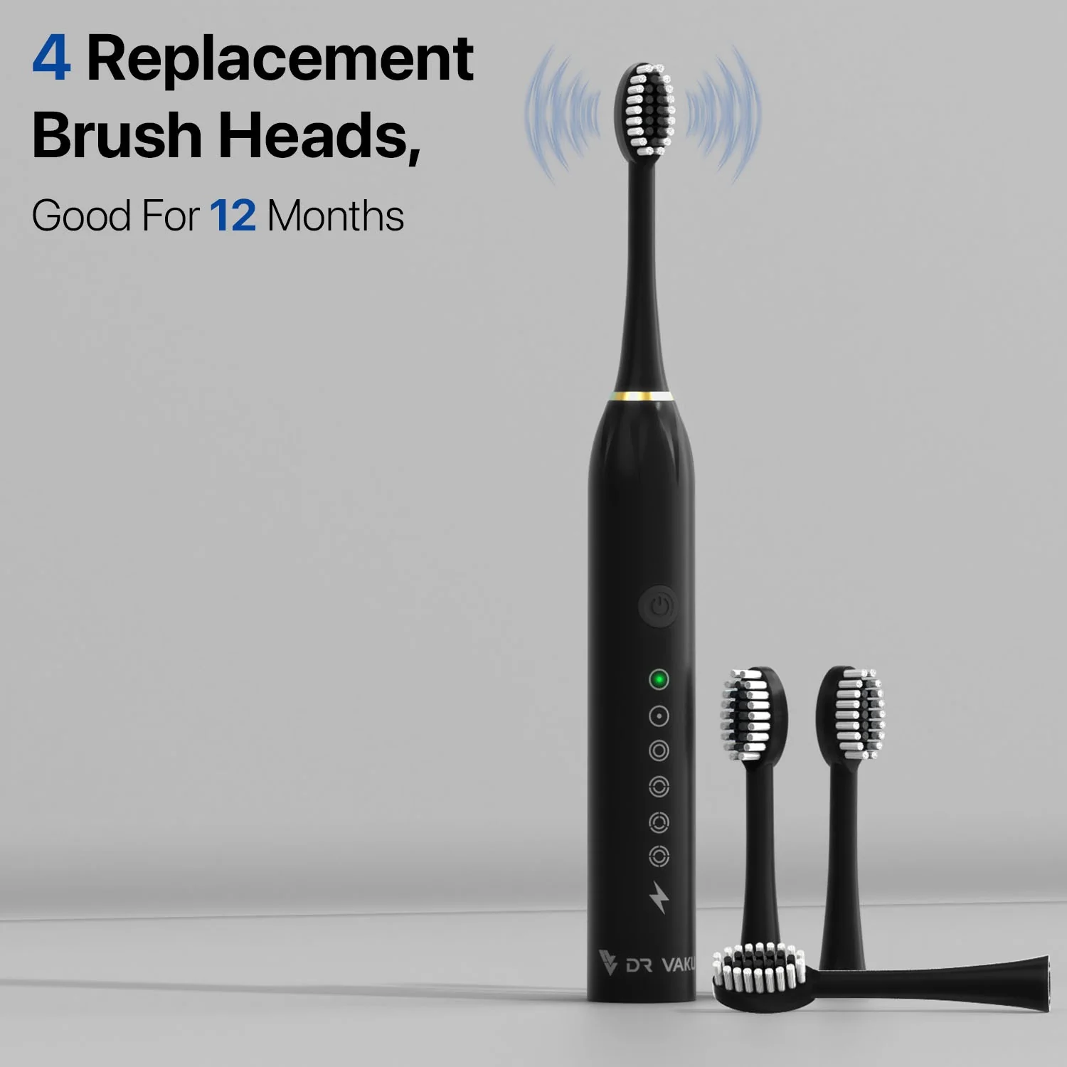 Dr Vaku® Sonicare+ Electric Toothbrush with 6 Advanced Modes And 4 Brush Heads - Image 3