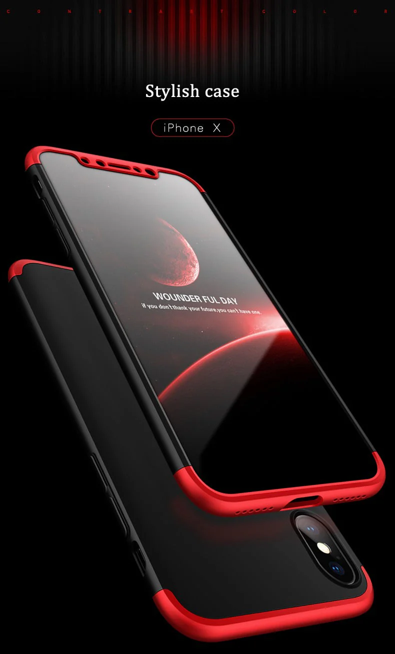 FCK® Apple iPhone X / XS 3-in-1 360 Series PC Case Dual-Colour Finish Ultra-thin Slim Front Case + Back Cover - Image 2