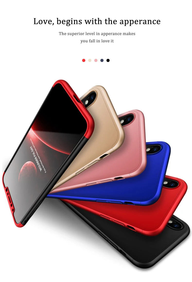 FCK® Apple iPhone X / XS 3-in-1 360 Series PC Case Dual-Colour Finish Ultra-thin Slim Front Case + Back Cover - Image 7