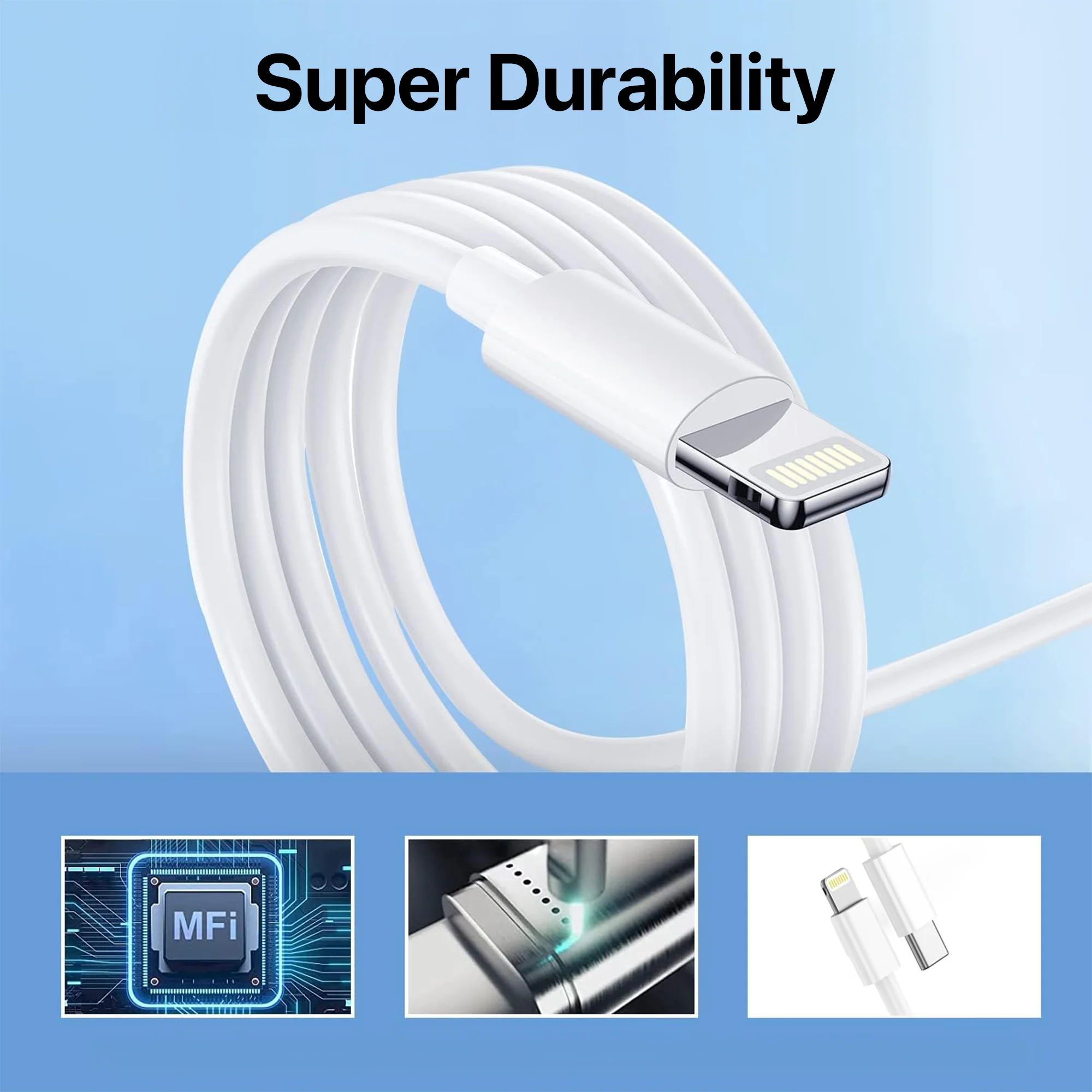 Original Type-C To Lightning [Apple MFi Certified] Fast Charging Cable For iPhone & iPad - Image 3
