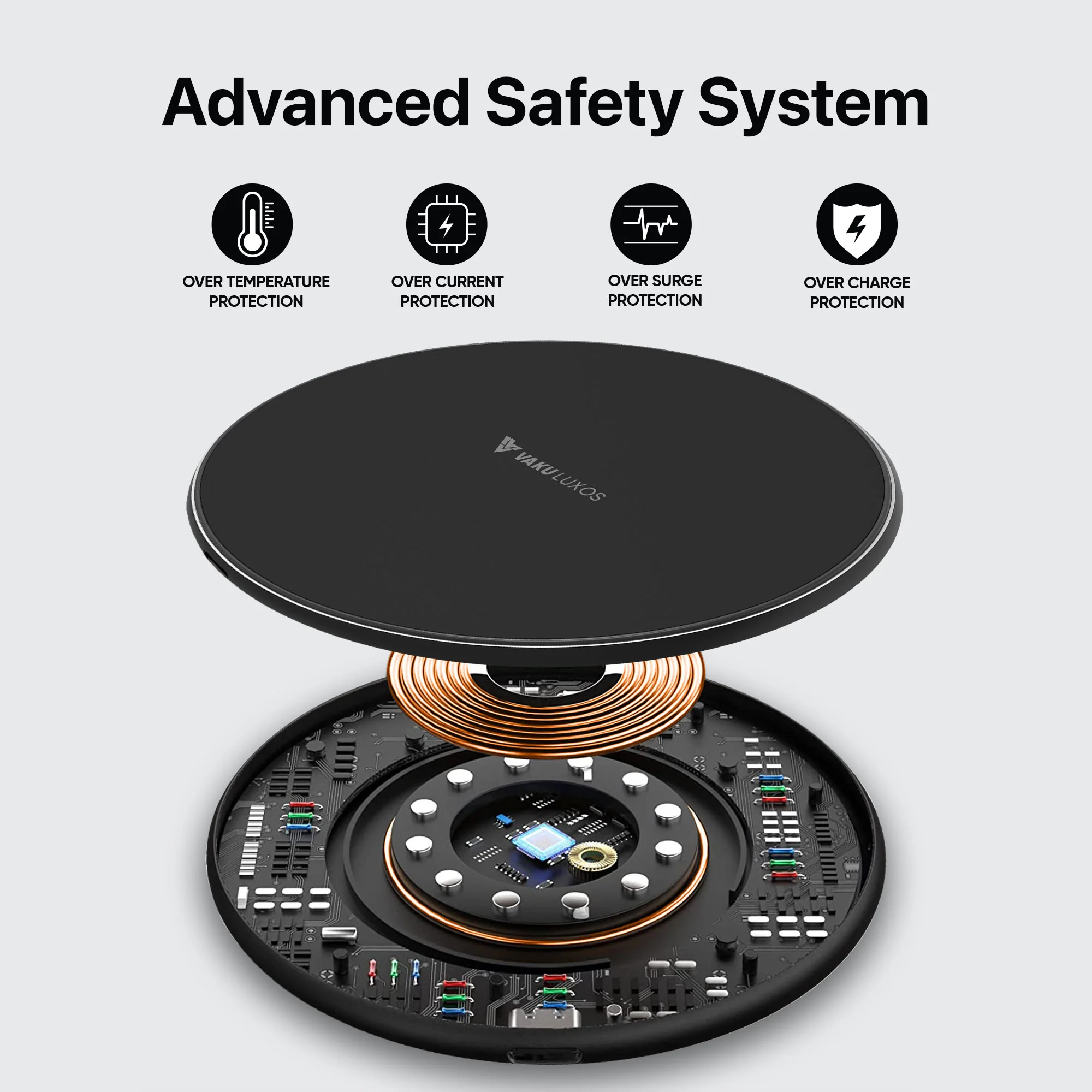 Vaku ® Albany Frosted Series 15W Wireless Charger Fast Charging Pad PD & Qi-Certified - Image 3