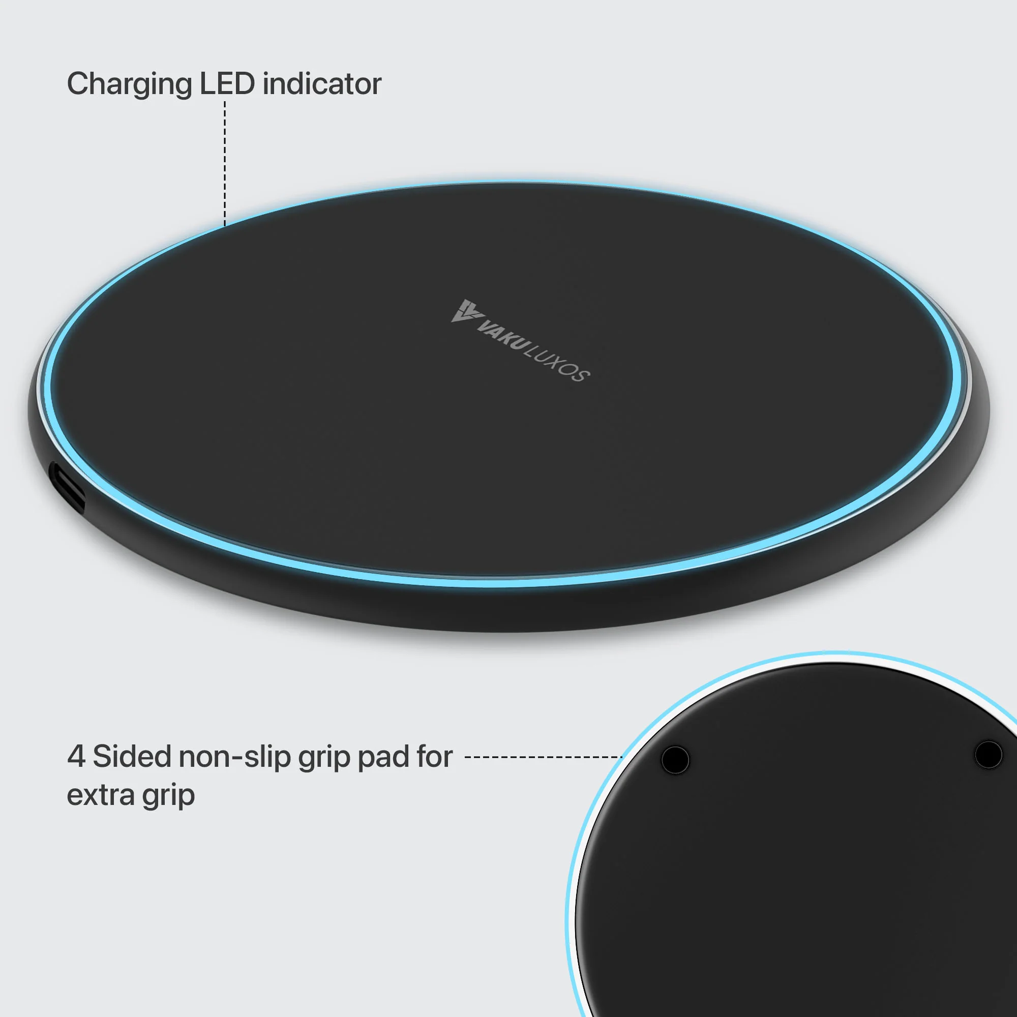Vaku ® Albany Frosted Series 15W Wireless Charger Fast Charging Pad PD & Qi-Certified - Image 7