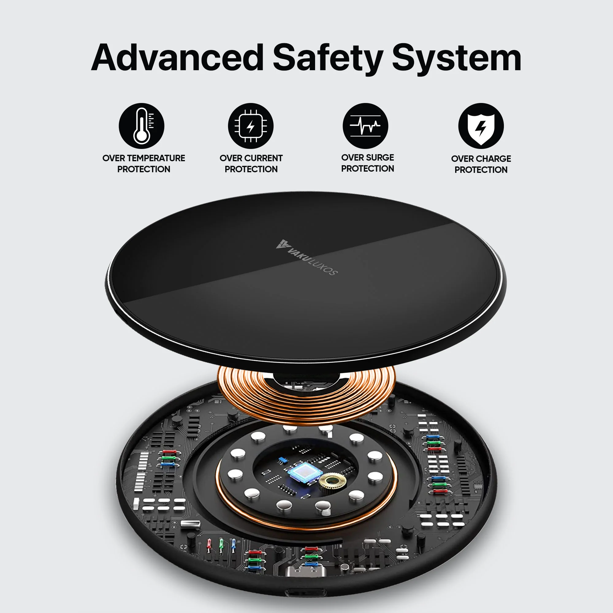 Vaku ® Oxford Series 15W Wireless Charger Fast Charging Pad PD & Qi-Certified - Image 3