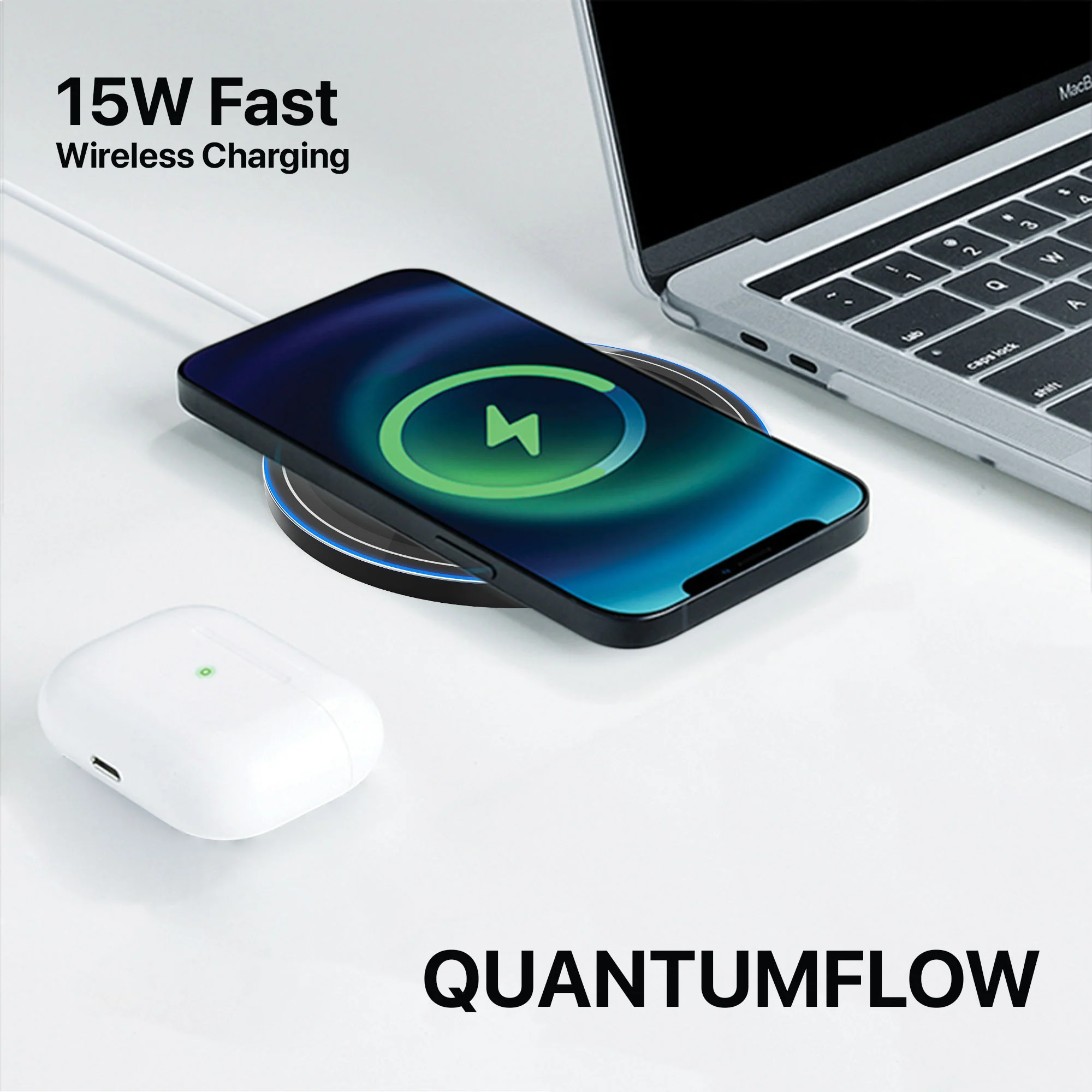 Vaku ® Quantum Flow Series 15W Wireless Charger Fast Charging Pad - Image 5