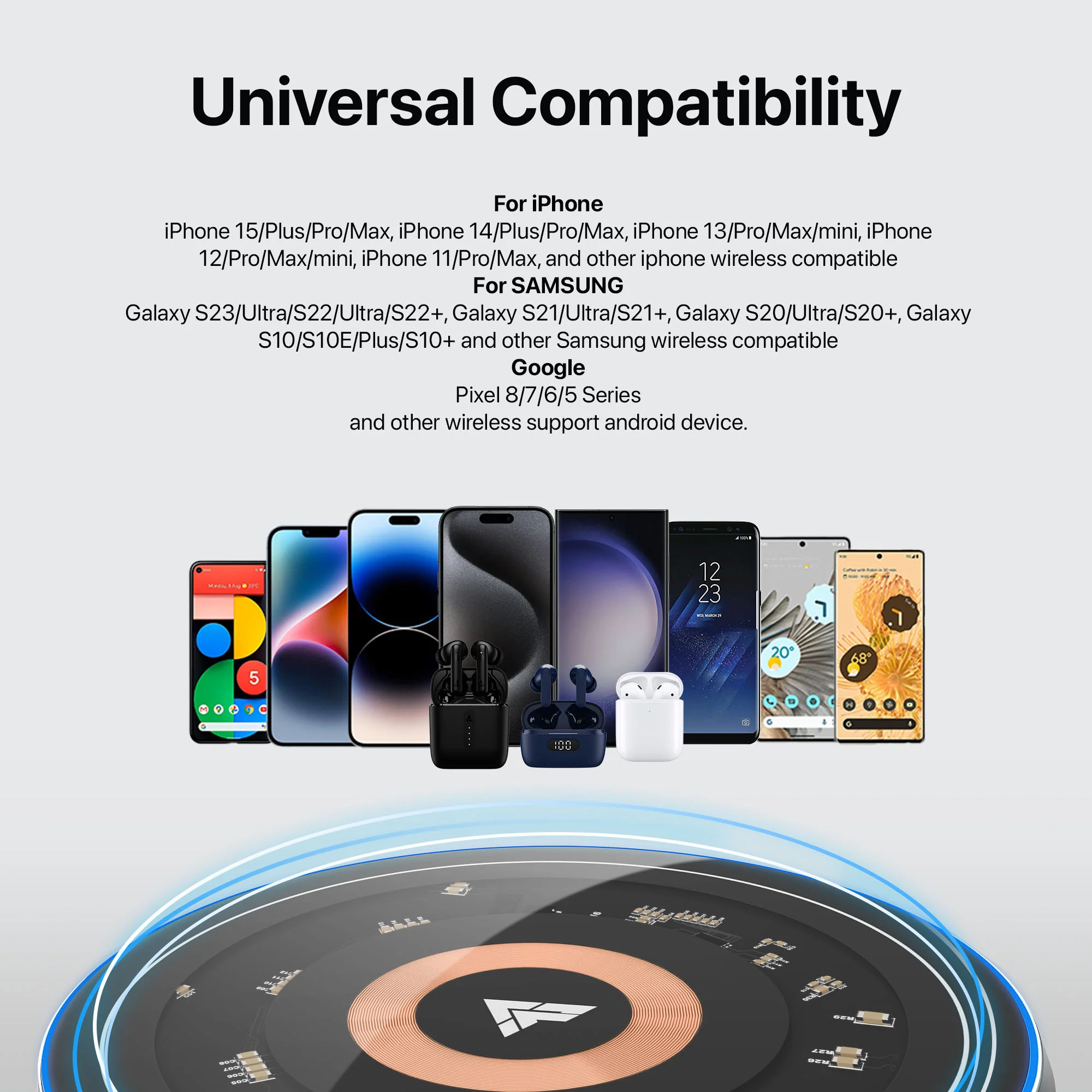 Vaku ® Quantum Flow Series 15W Wireless Charger Fast Charging Pad - Image 8