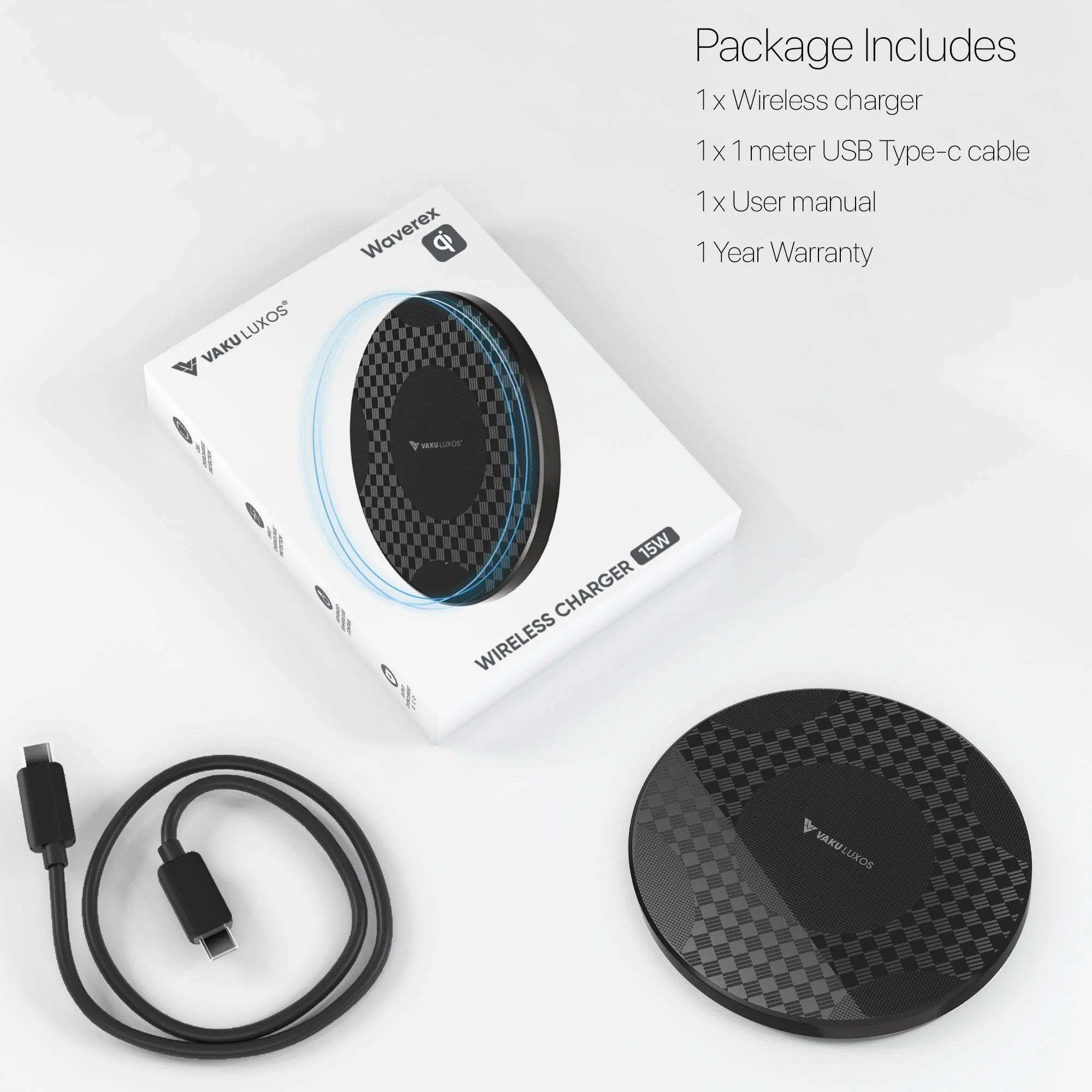 Vaku ® Waverex Series 15W Wireless Charger Fast Charging Pad - Image 8