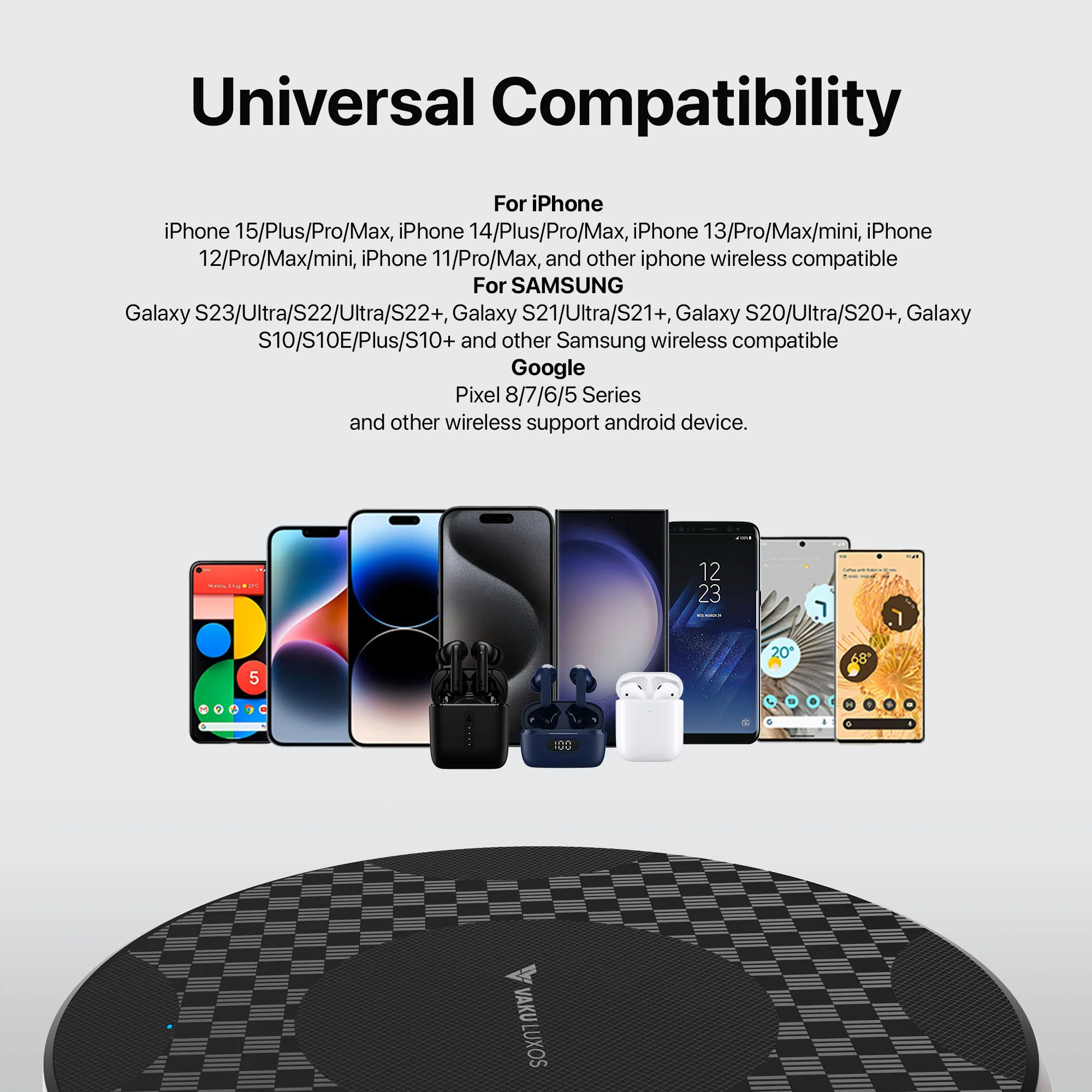 Vaku ® Waverex Series 15W Wireless Charger Fast Charging Pad - Image 9