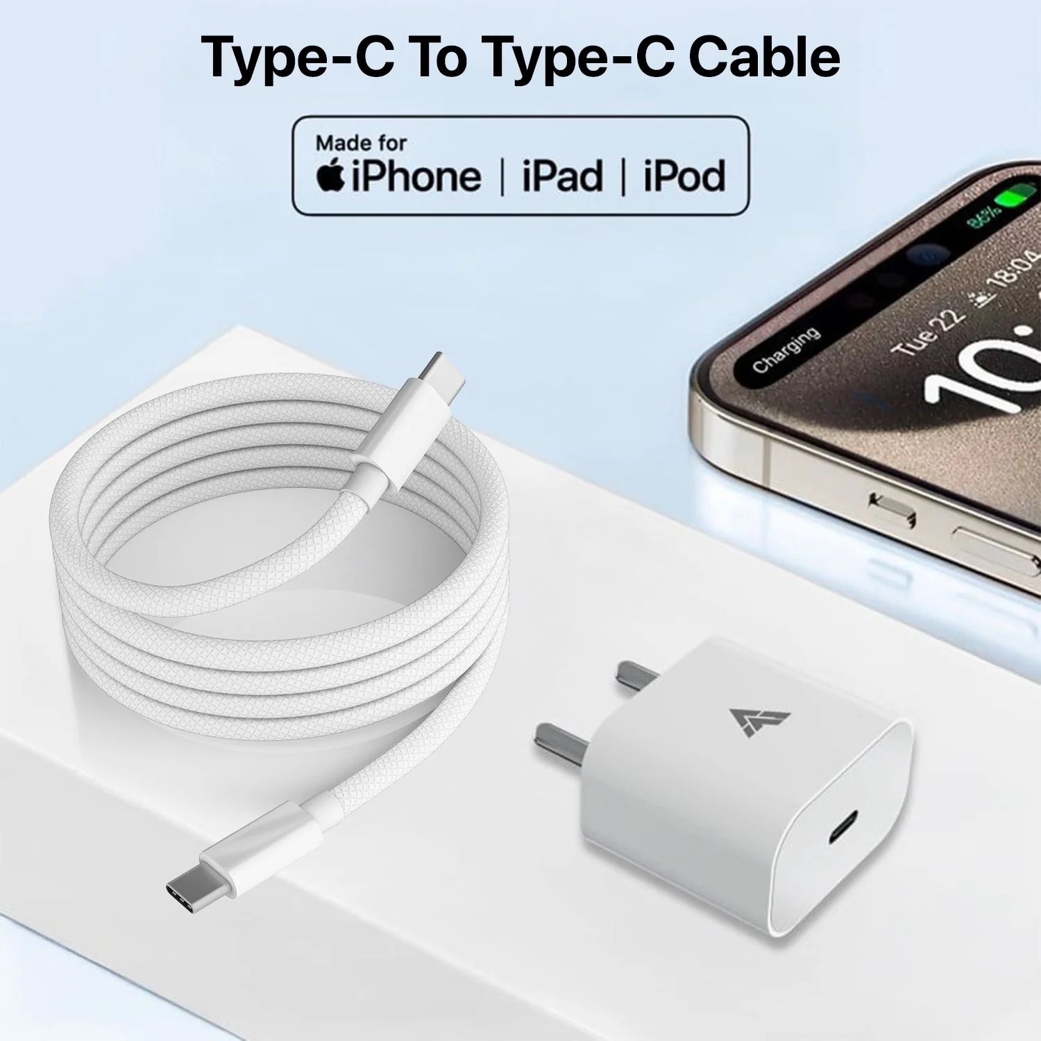 Vaku ® Original 20W iPhone Charger With Fast Charging Cable Combo - Image 3
