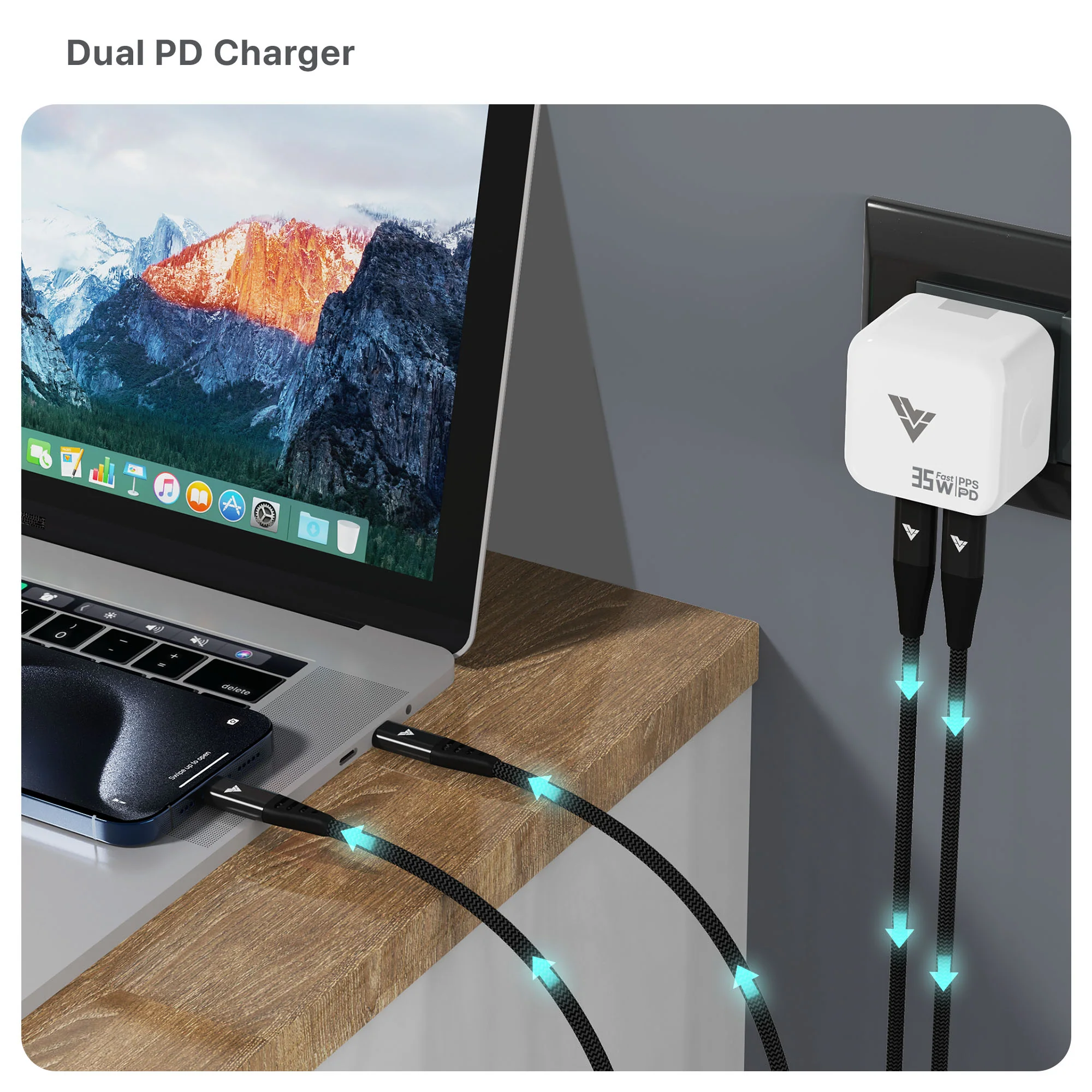 Vaku ® 35W Dual Power Delivery USB-C Port Multi-Protocol (35W | 30W | 25W | 30W ) Fast Charger - Image 2