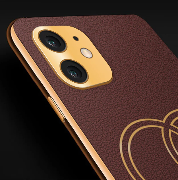 Vaku® Apple iPhone 11 Skylar Leather Pattern Gold Electroplated Soft TPU Back Cover - Image 2