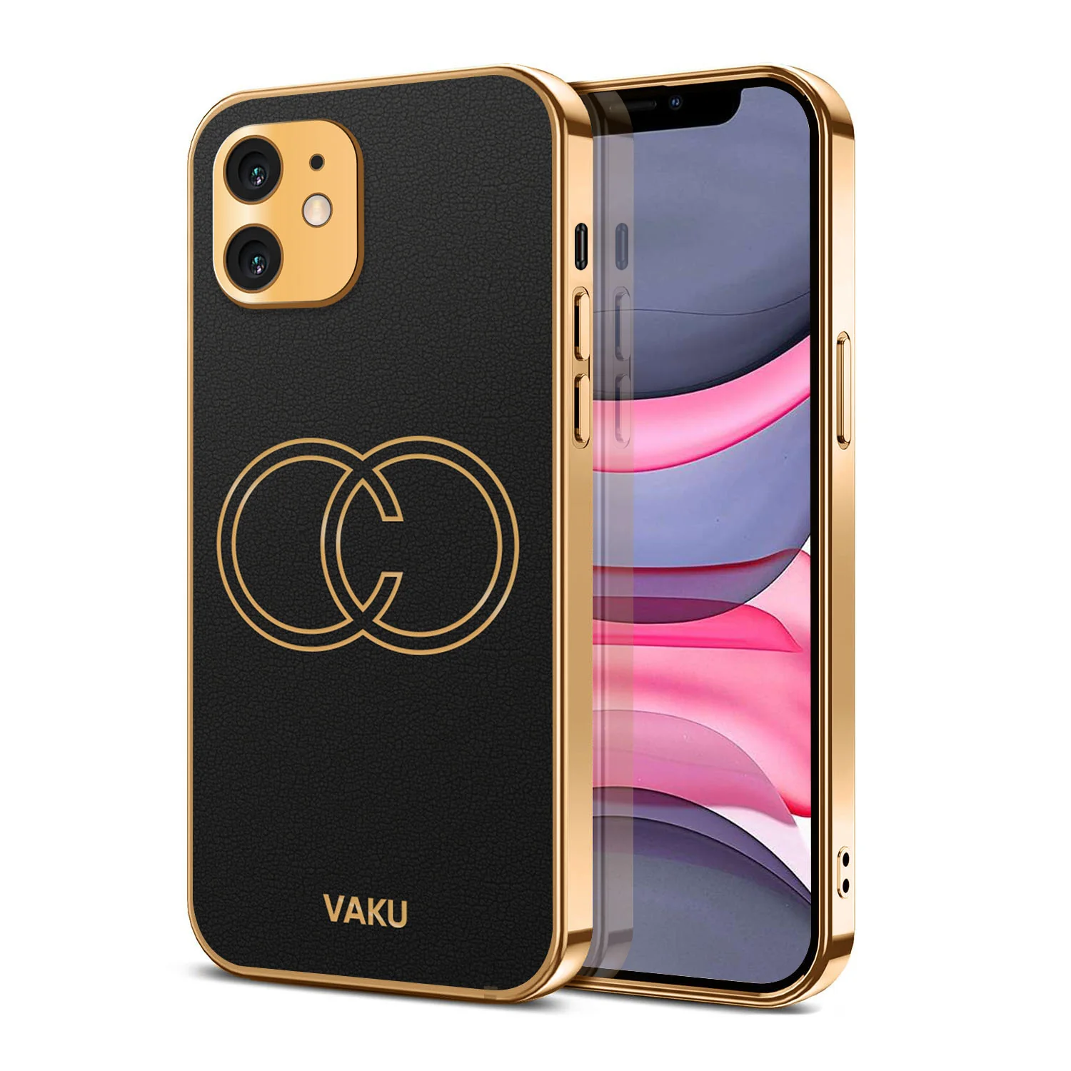Vaku® Apple iPhone 11 Skylar Leather Pattern Gold Electroplated Soft TPU Back Cover - Image 6