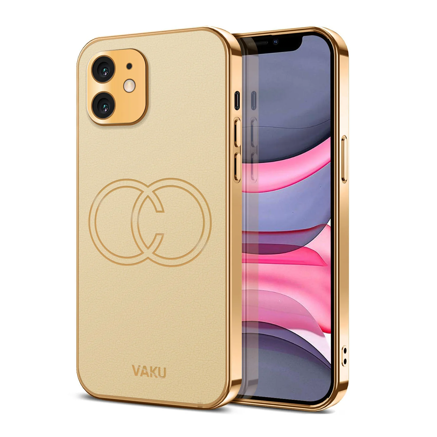 Vaku® Apple iPhone 11 Skylar Leather Pattern Gold Electroplated Soft TPU Back Cover - Image 8