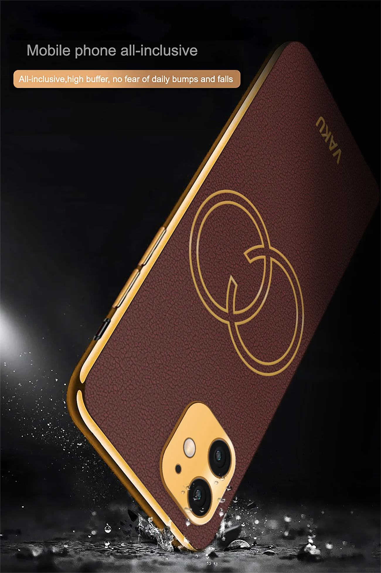 Vaku® Apple iPhone 11 Skylar Leather Pattern Gold Electroplated Soft TPU Back Cover - Image 10