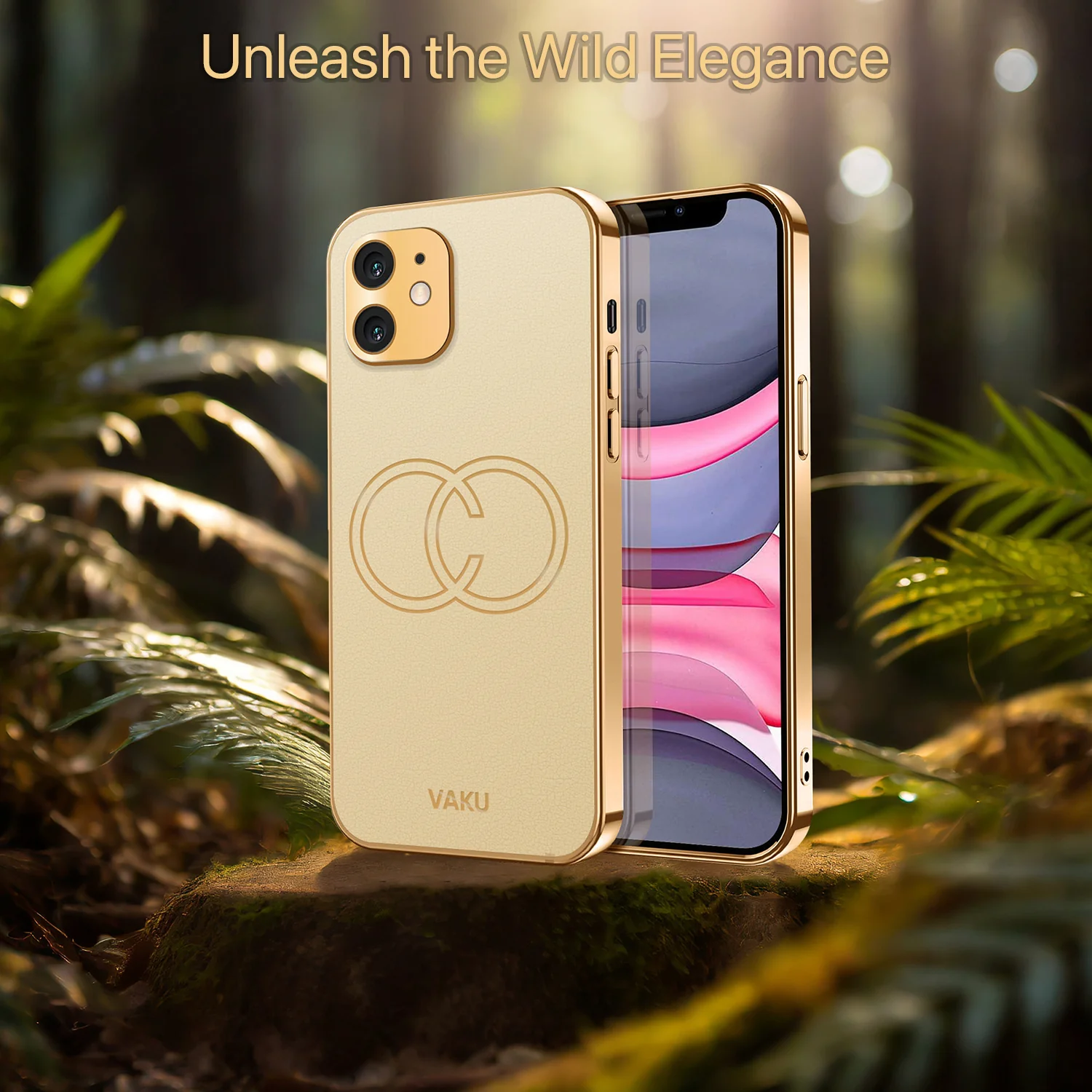 Vaku® Apple iPhone 11 Skylar Leather Pattern Gold Electroplated Soft TPU Back Cover - Image 13