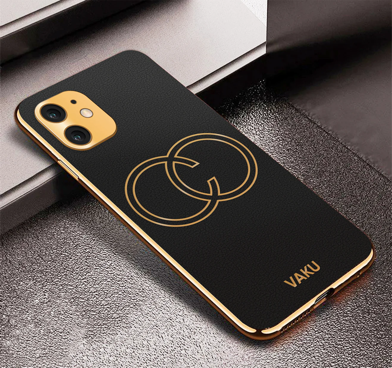 Vaku® Apple iPhone 11 Skylar Leather Pattern Gold Electroplated Soft TPU Back Cover - Image 17