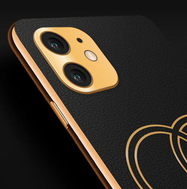 Vaku® Apple iPhone 11 Skylar Leather Pattern Gold Electroplated Soft TPU Back Cover - Image 2