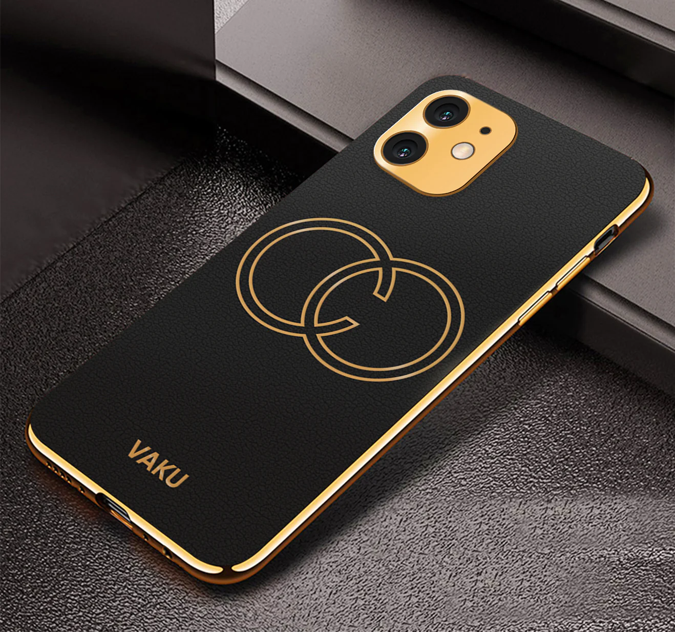 Vaku® Apple iPhone 11 Skylar Leather Pattern Gold Electroplated Soft TPU Back Cover - Image 6